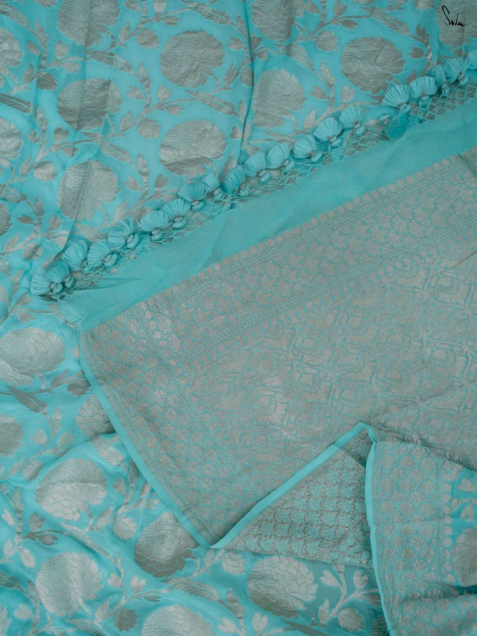 Liberated Lalitha Sky Blue Banarasi Saree