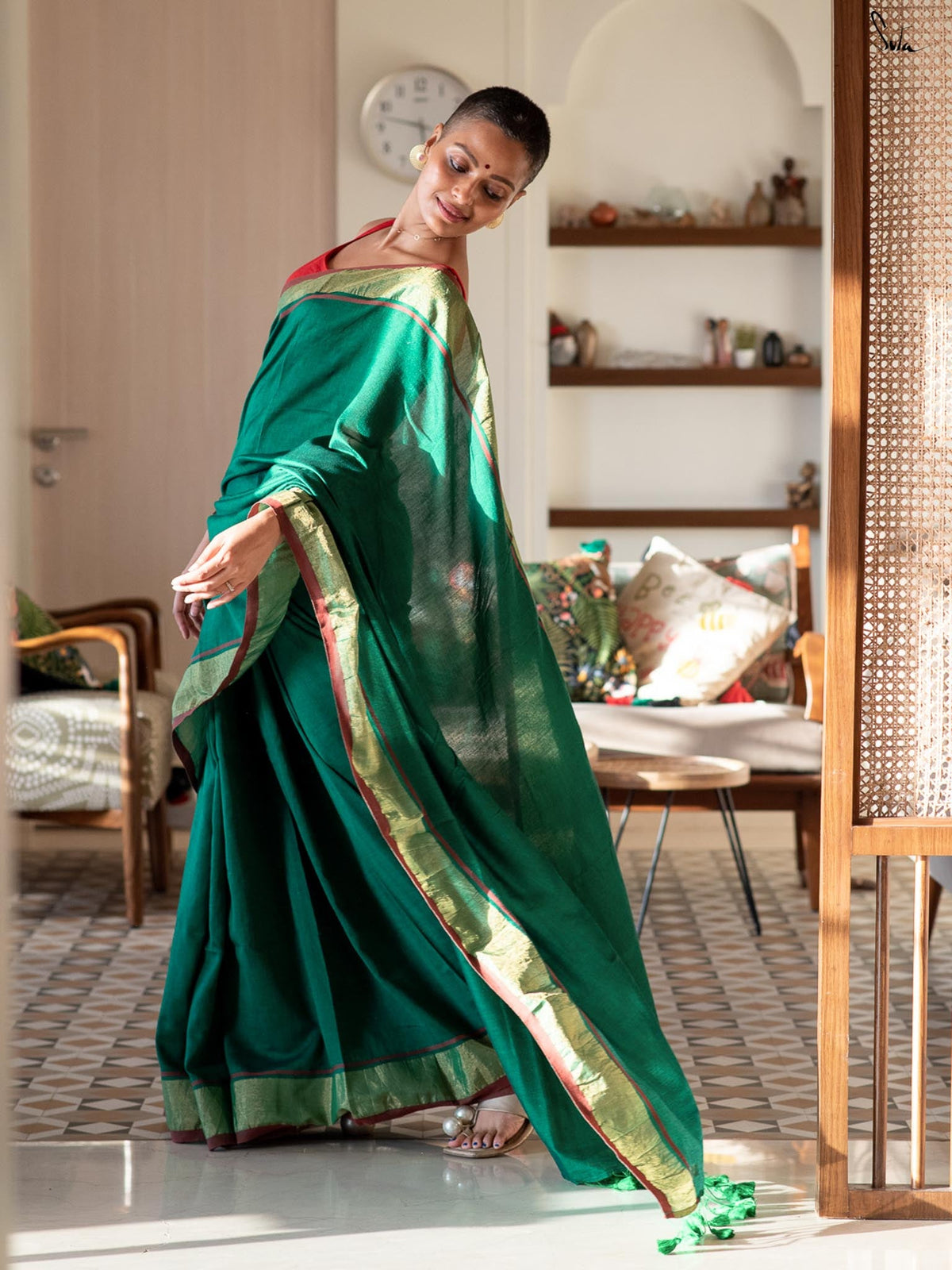 Green Tiger Barb Saree