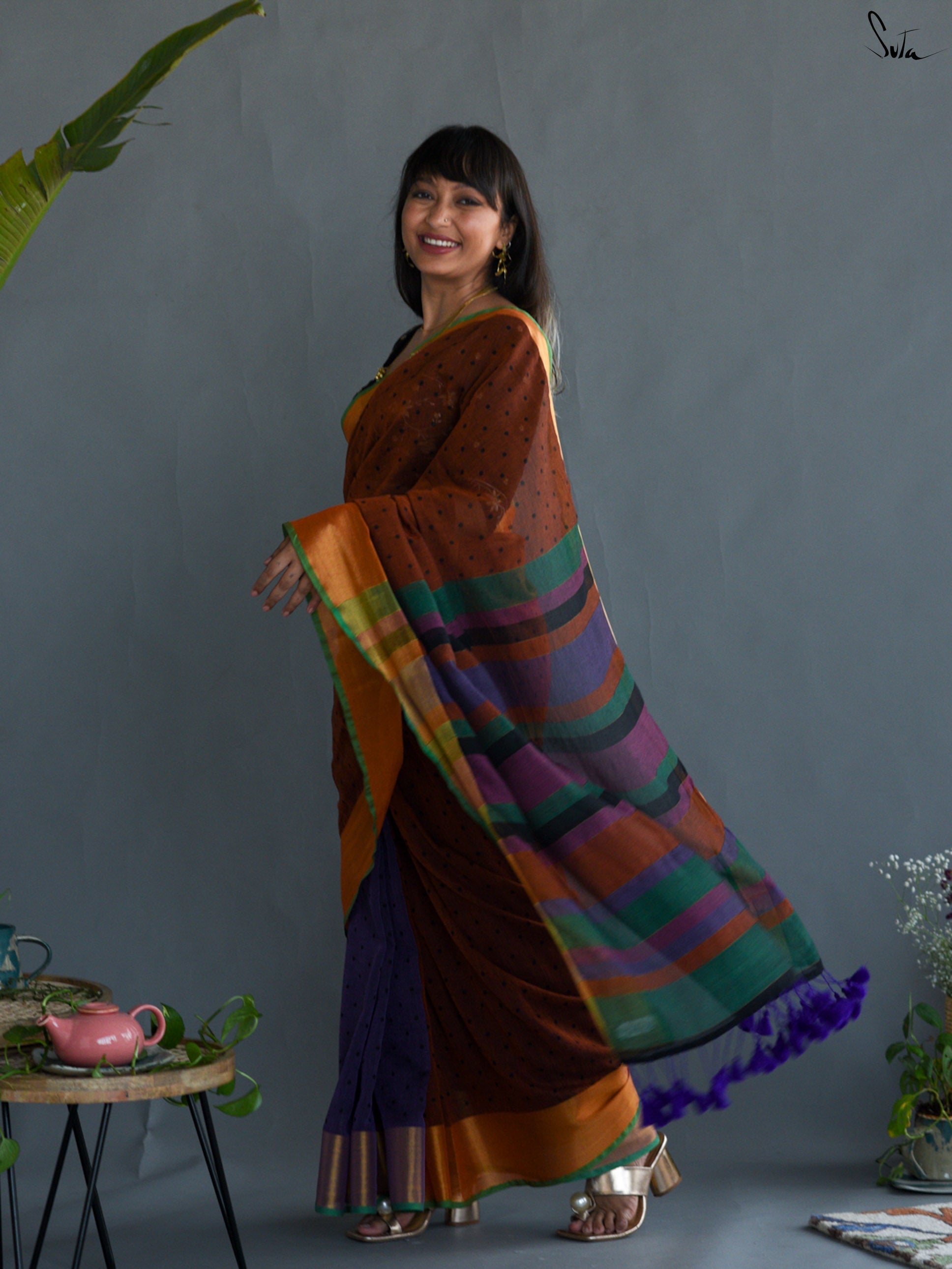 Midnight Brown Saree