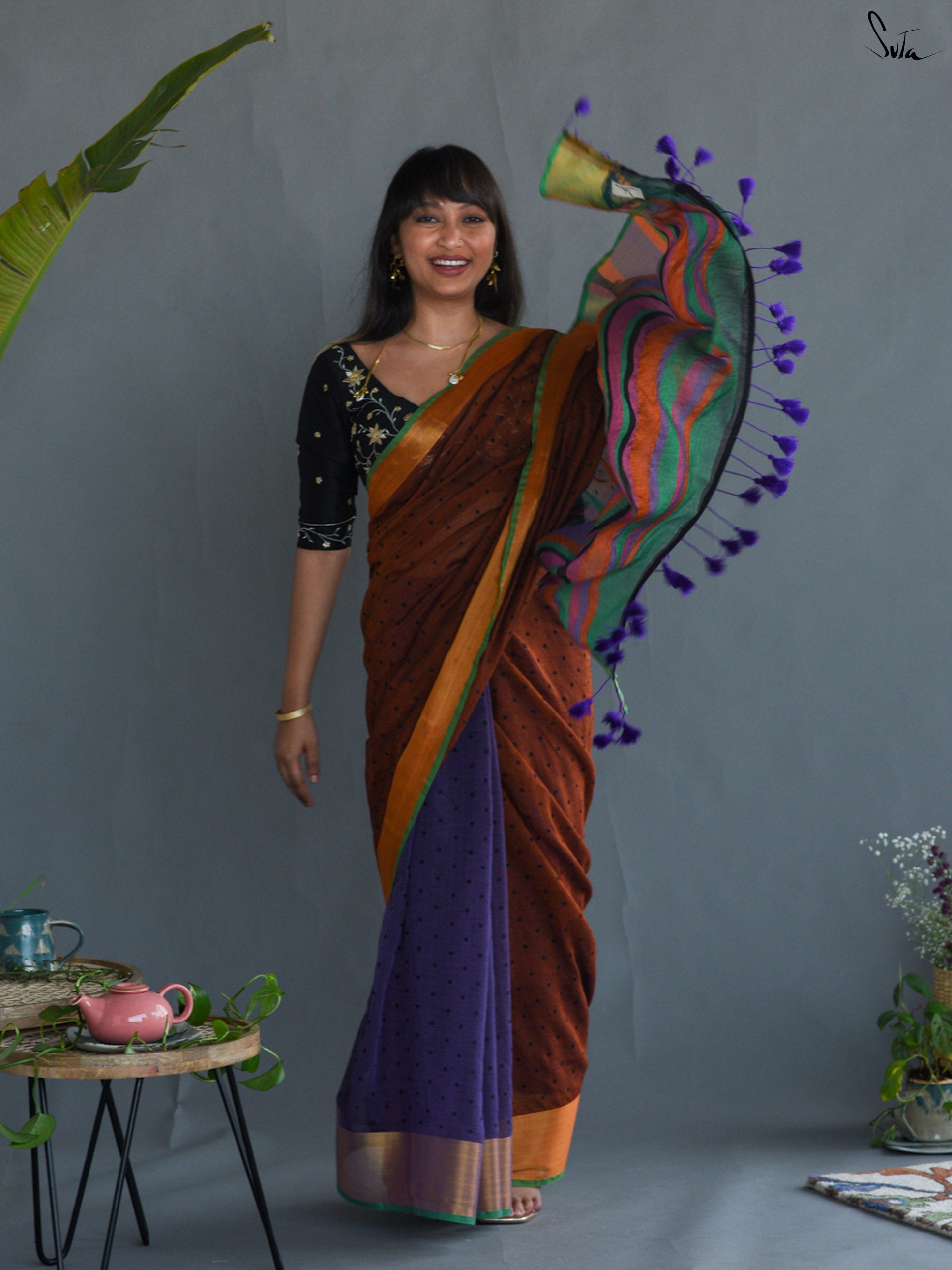 Midnight Brown Saree