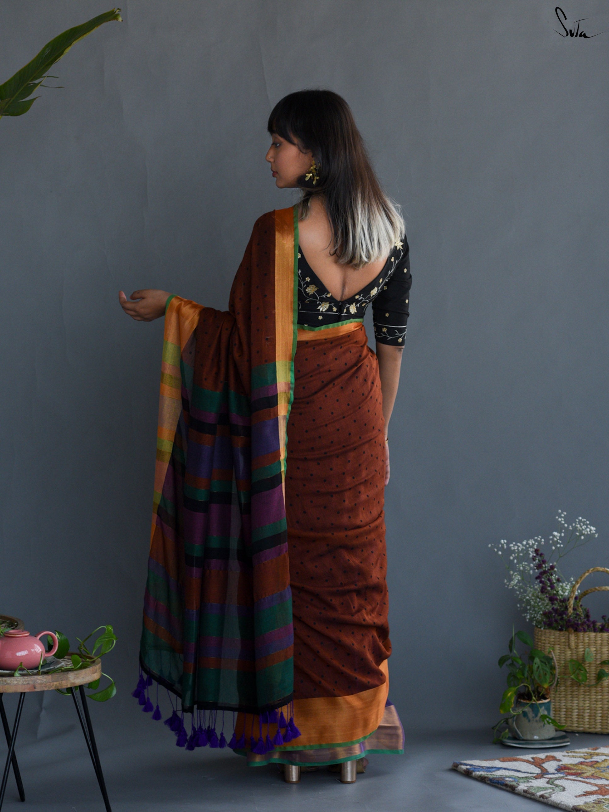 Midnight Brown Saree