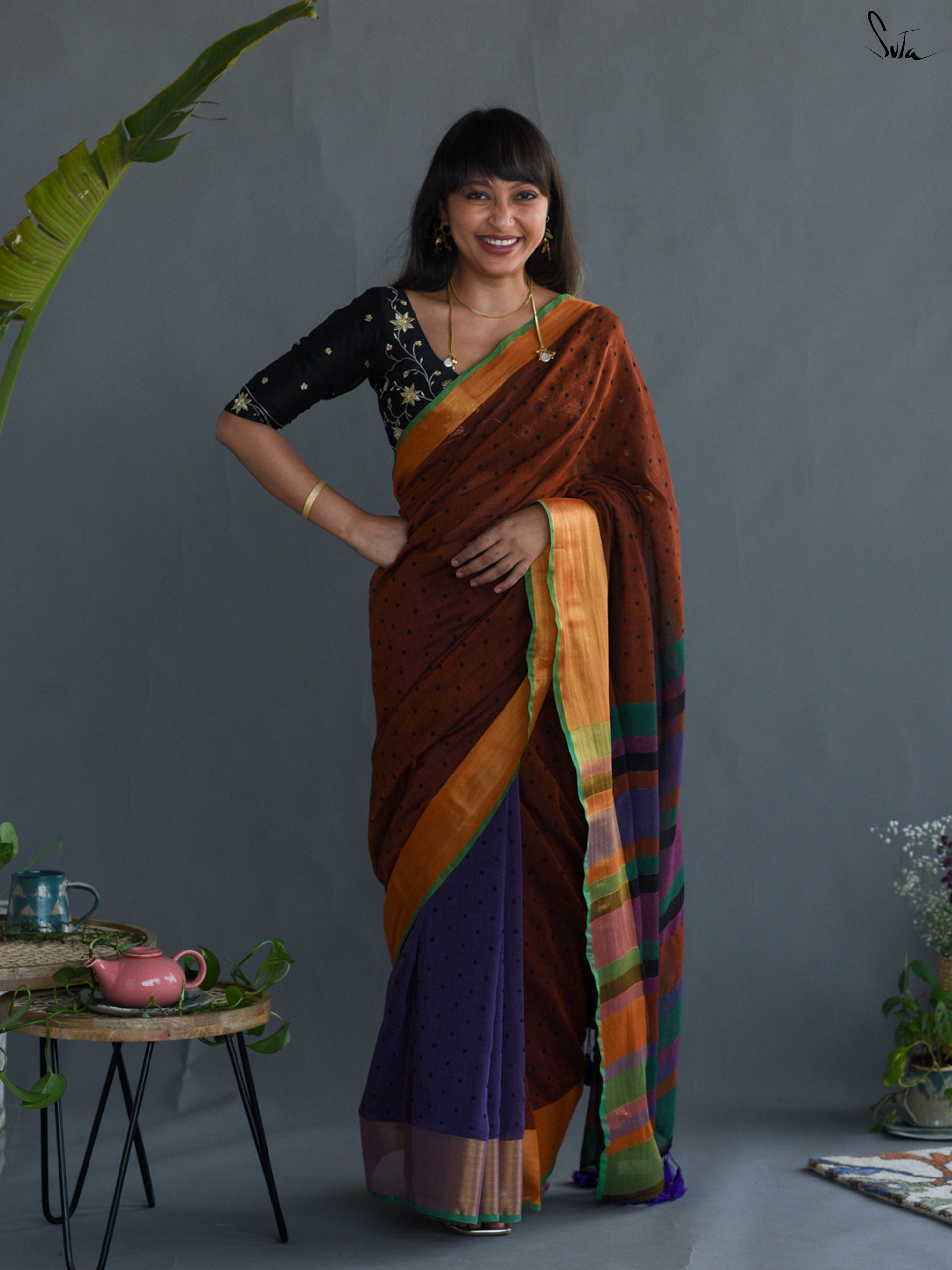 Midnight Brown Saree