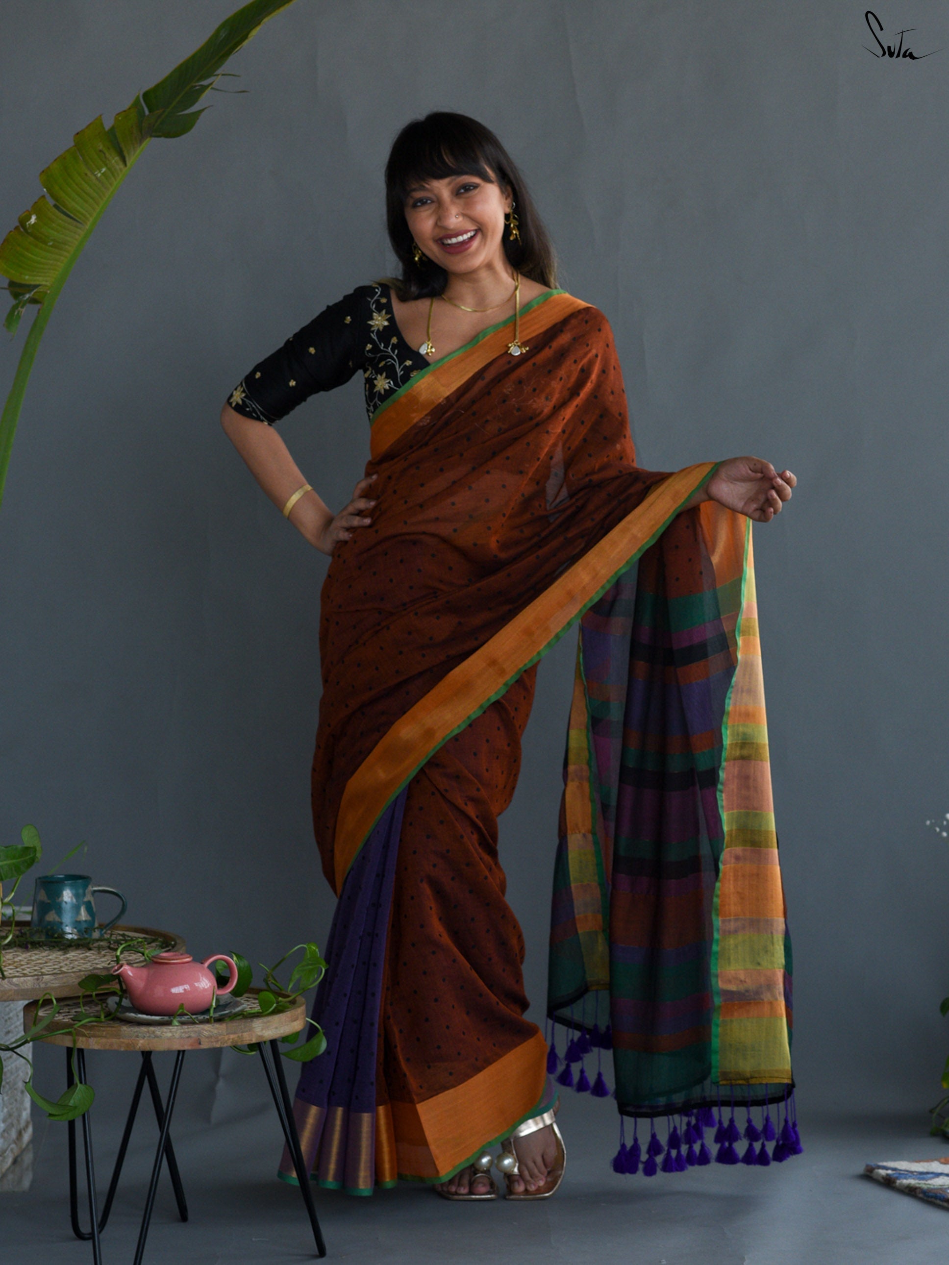Midnight Brown Saree