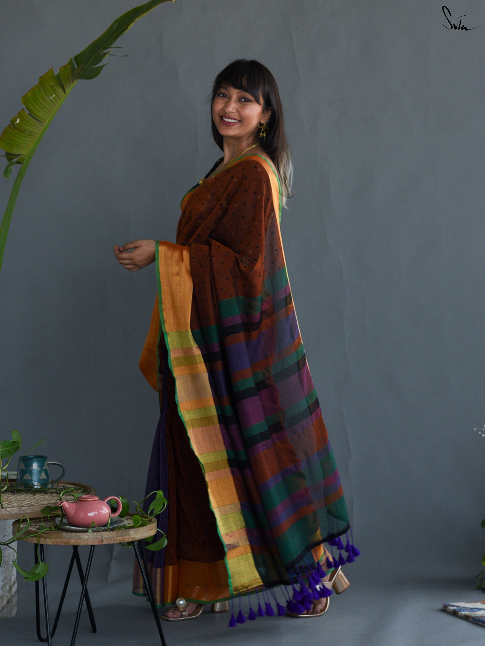 Midnight Brown Saree