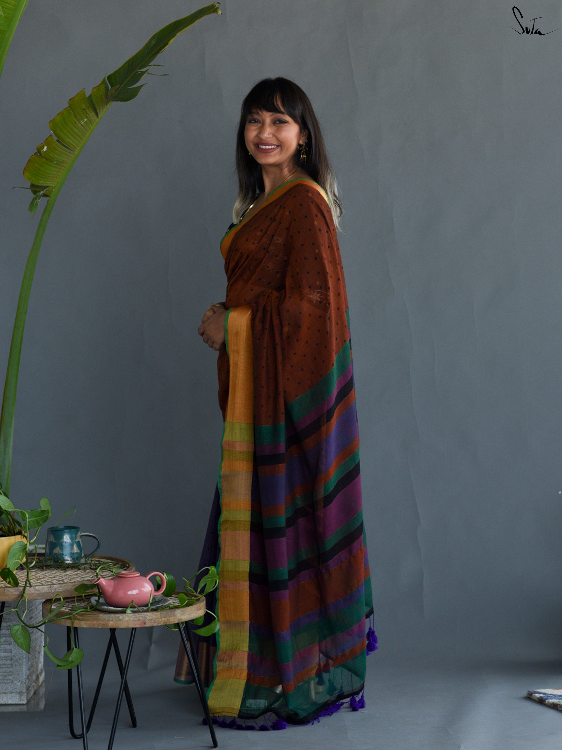 Midnight Brown Saree