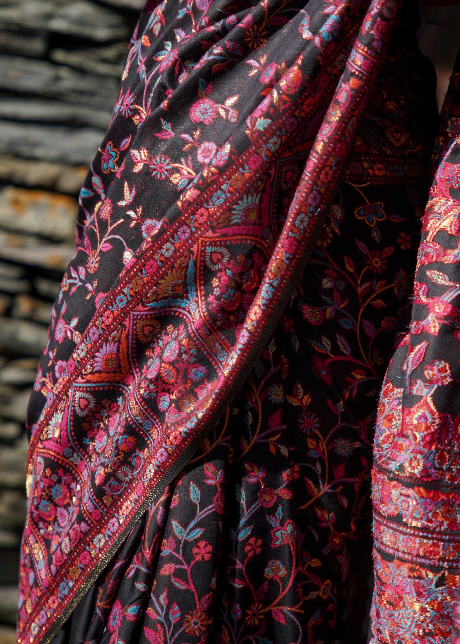 Pine Pashm Multicolour Woolen Saree