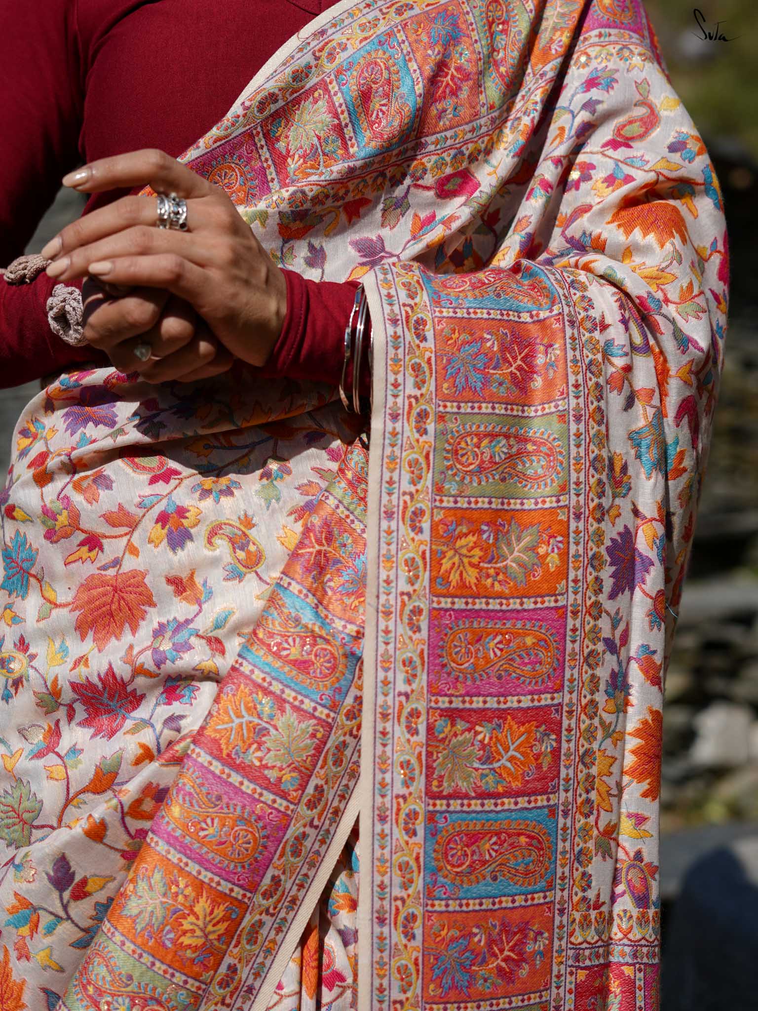 Willow Pashm Multicolour Woolen Saree