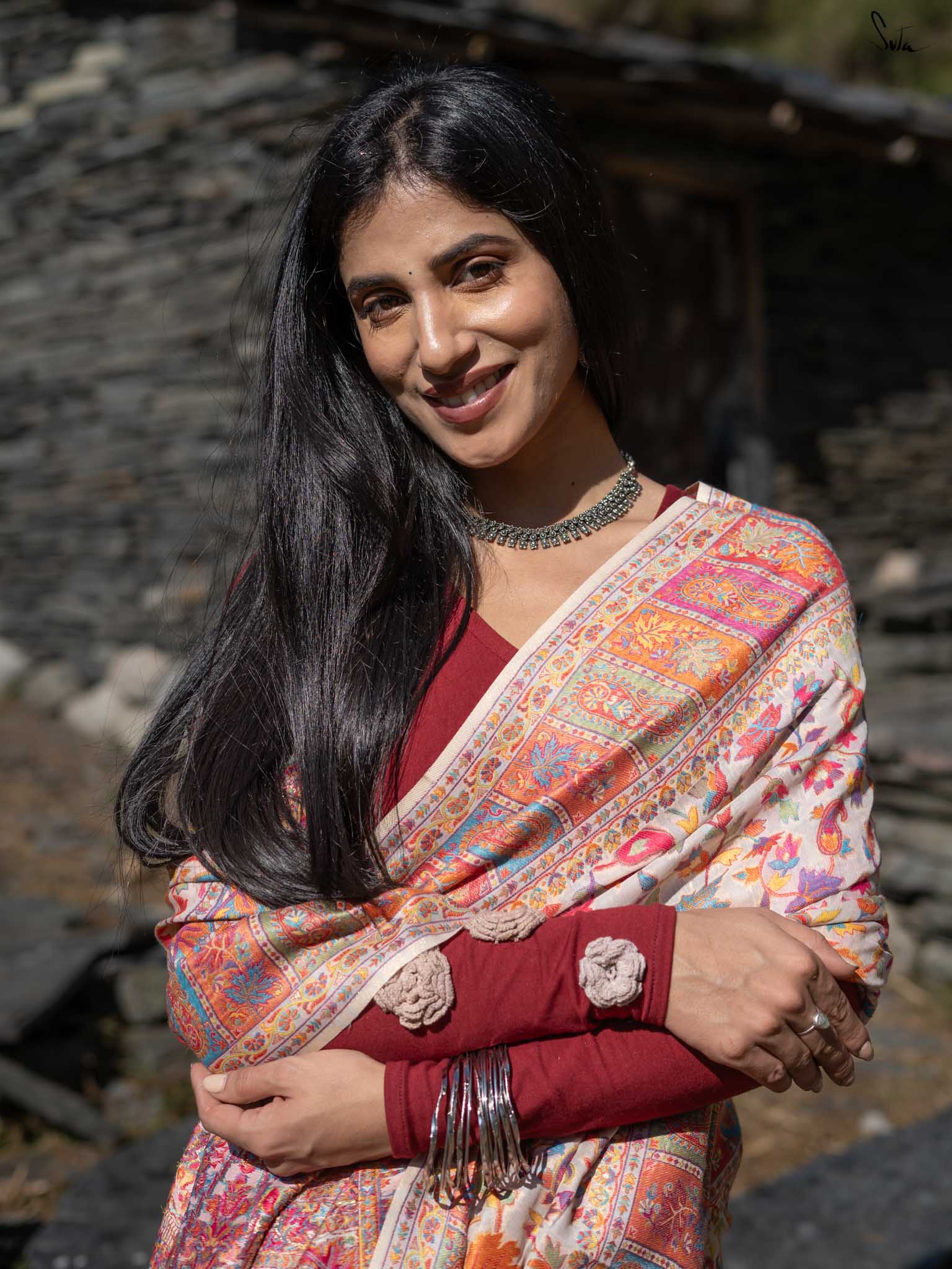 Willow Pashm Multicolour Woolen Saree