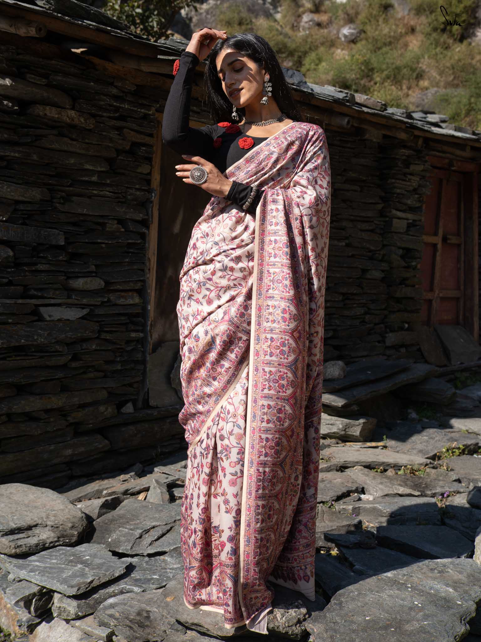 Chinar Pashm Multicolour Woolen Saree