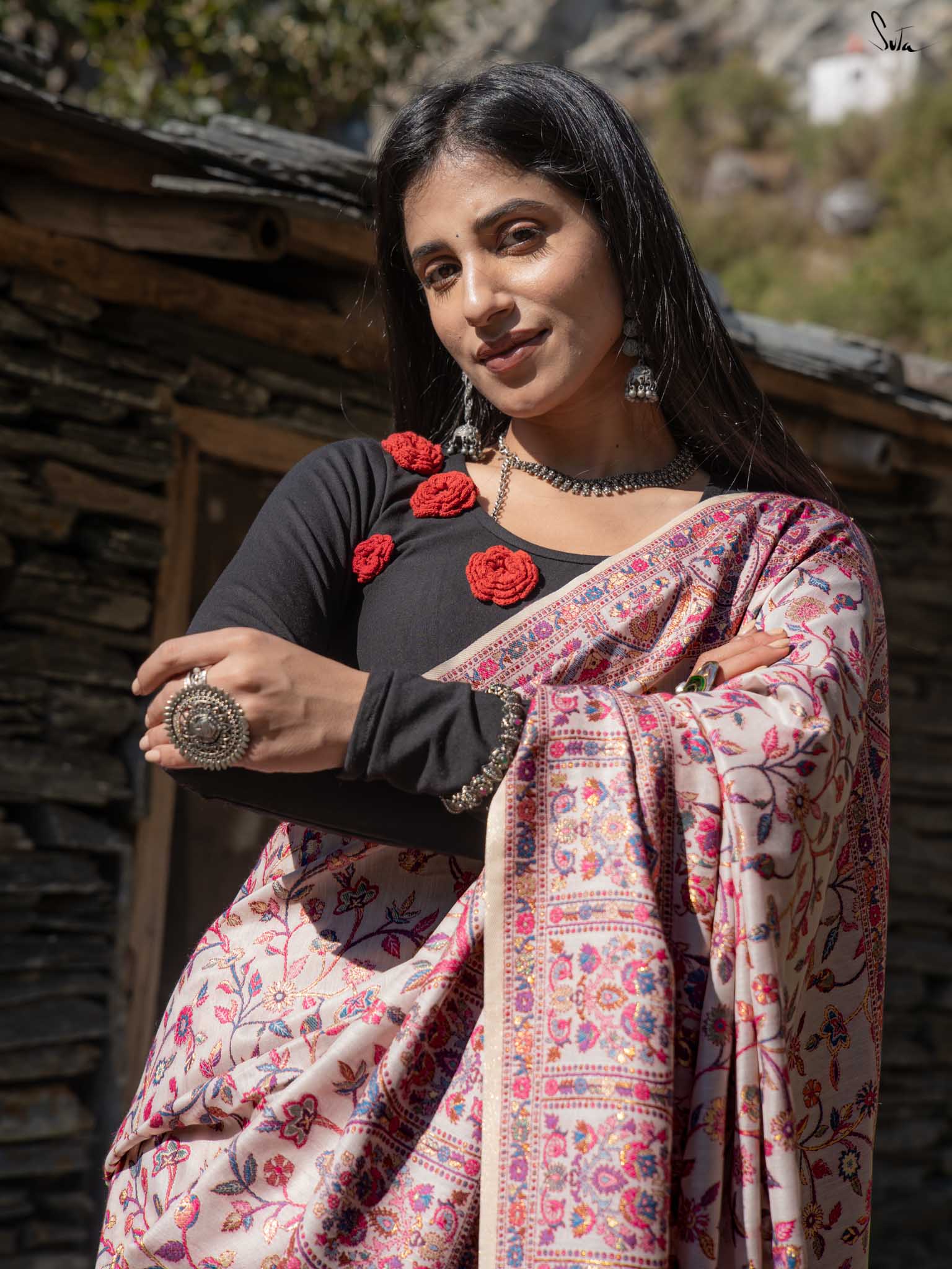 Chinar Pashm Multicolour Woolen Saree
