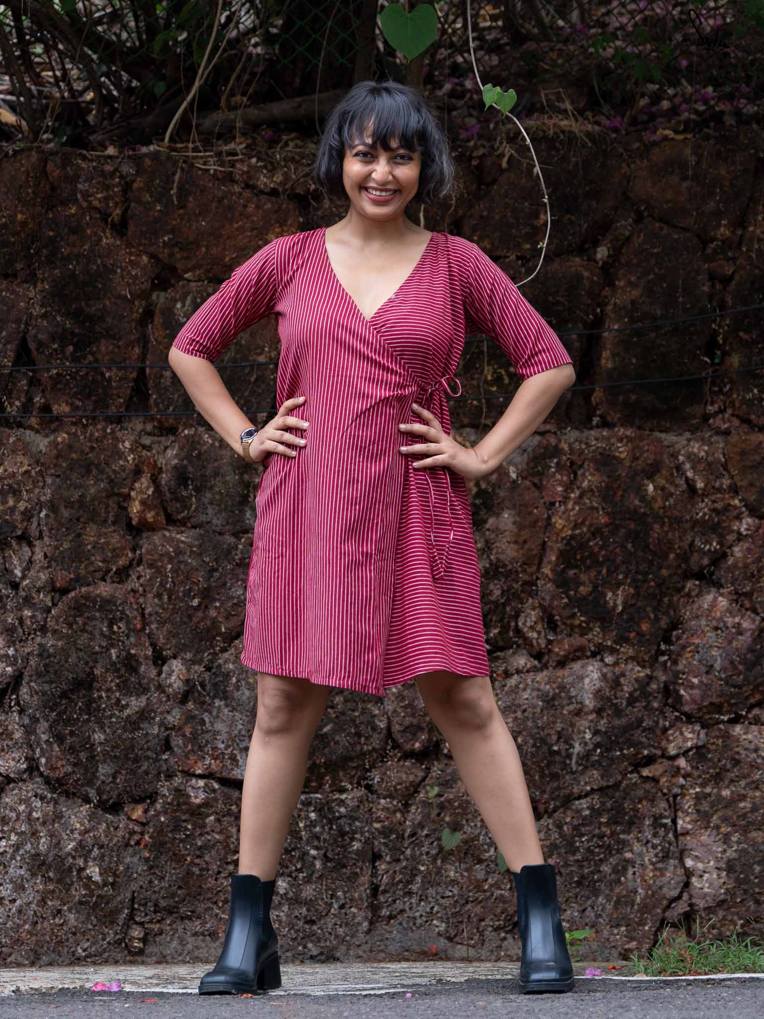 Cotton One Piece Dress In Maroon|Birthday Girl|Suta