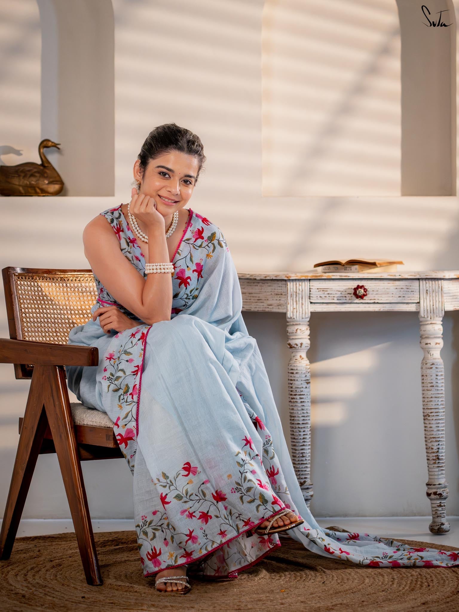 Milthila Palkar in Blue Printed Saree