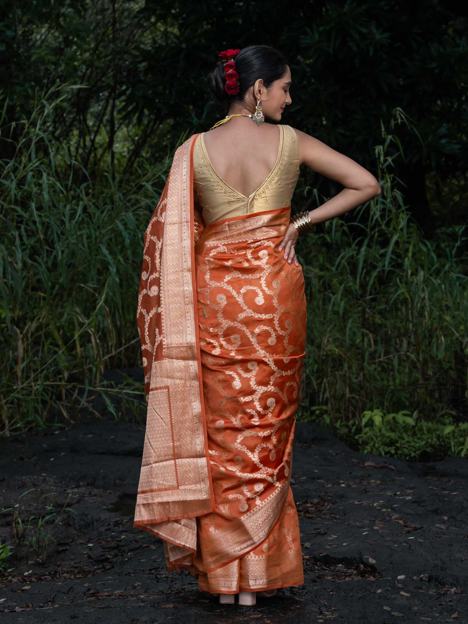 Chaiti Rust Banarasi Saree