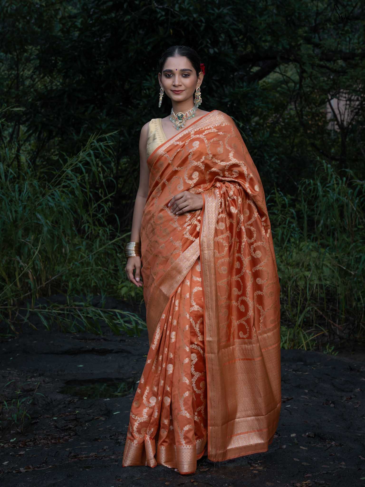 Chaiti Rust Banarasi Saree