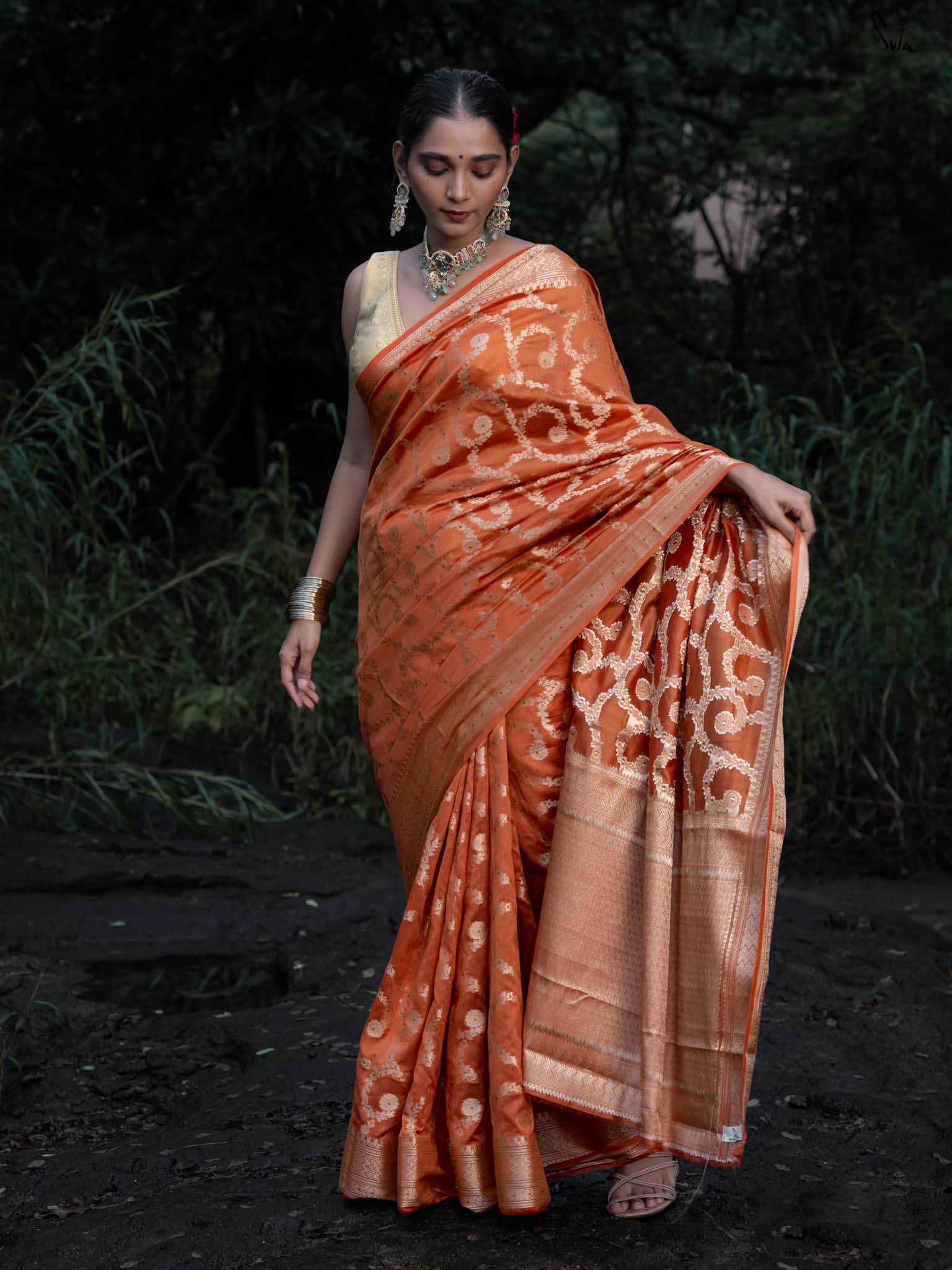 Chaiti Rust Banarasi Saree