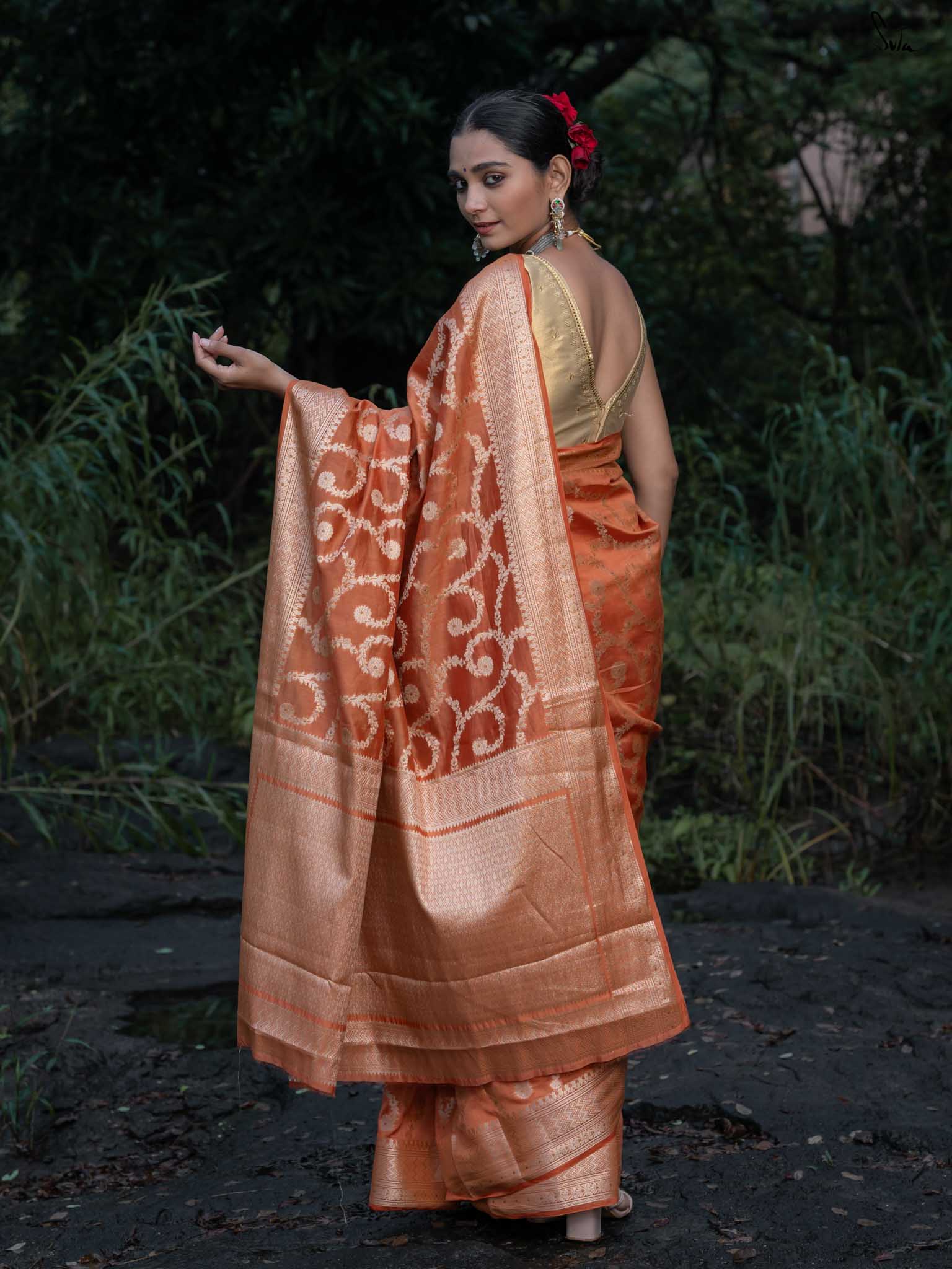 Chaiti Rust Banarasi Saree