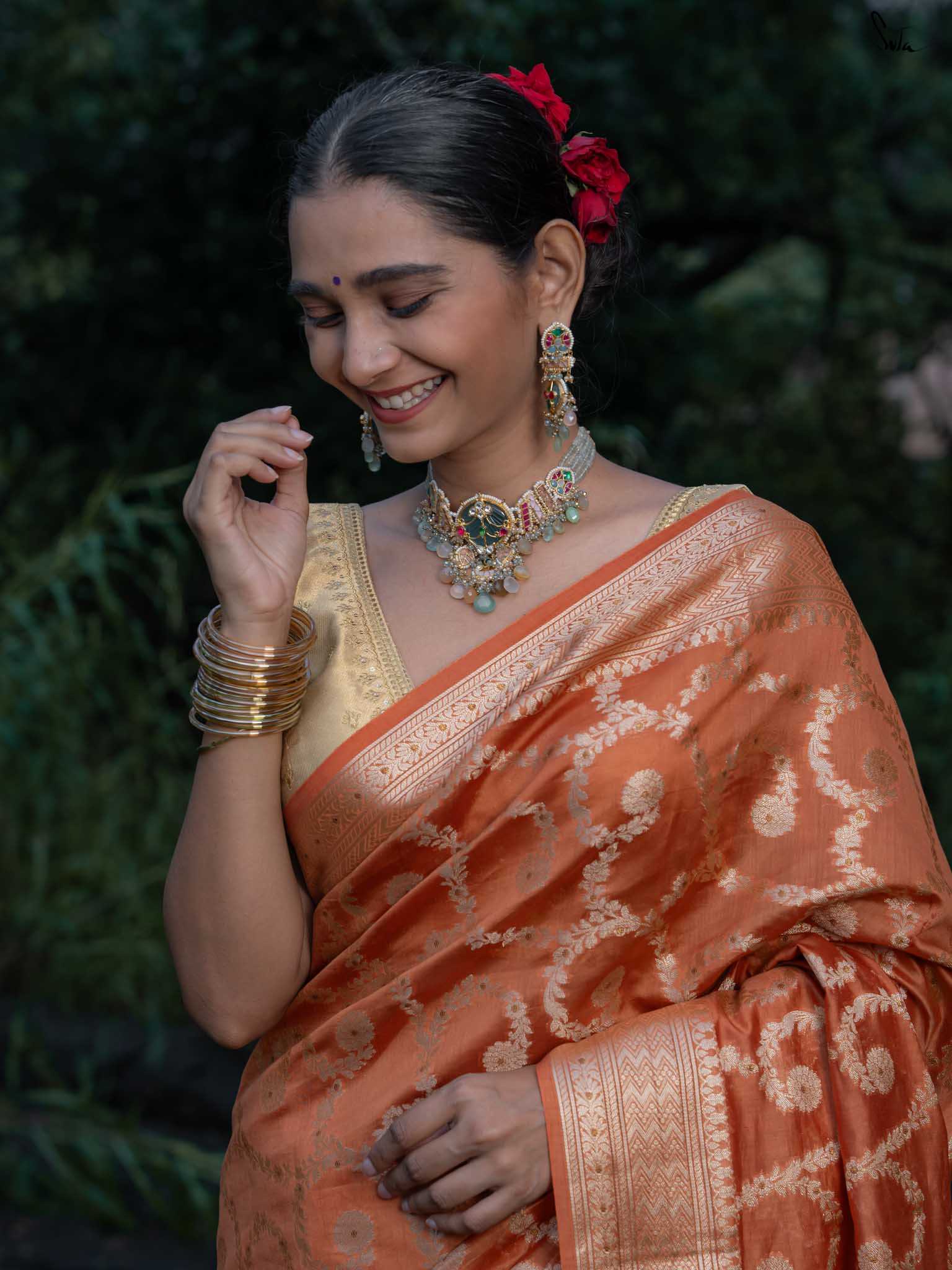 Chaiti Rust Banarasi Saree