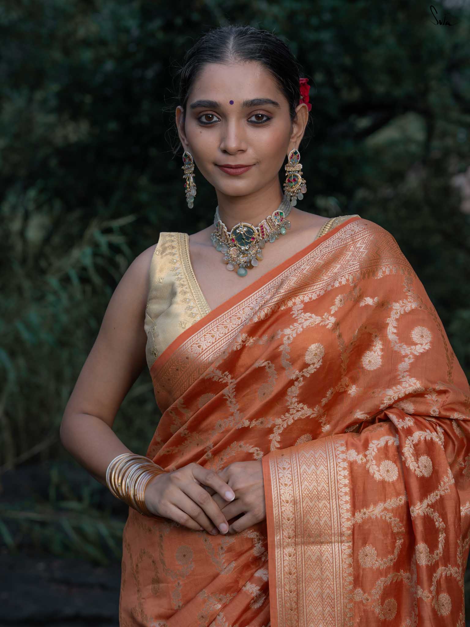 Chaiti Rust Banarasi Saree