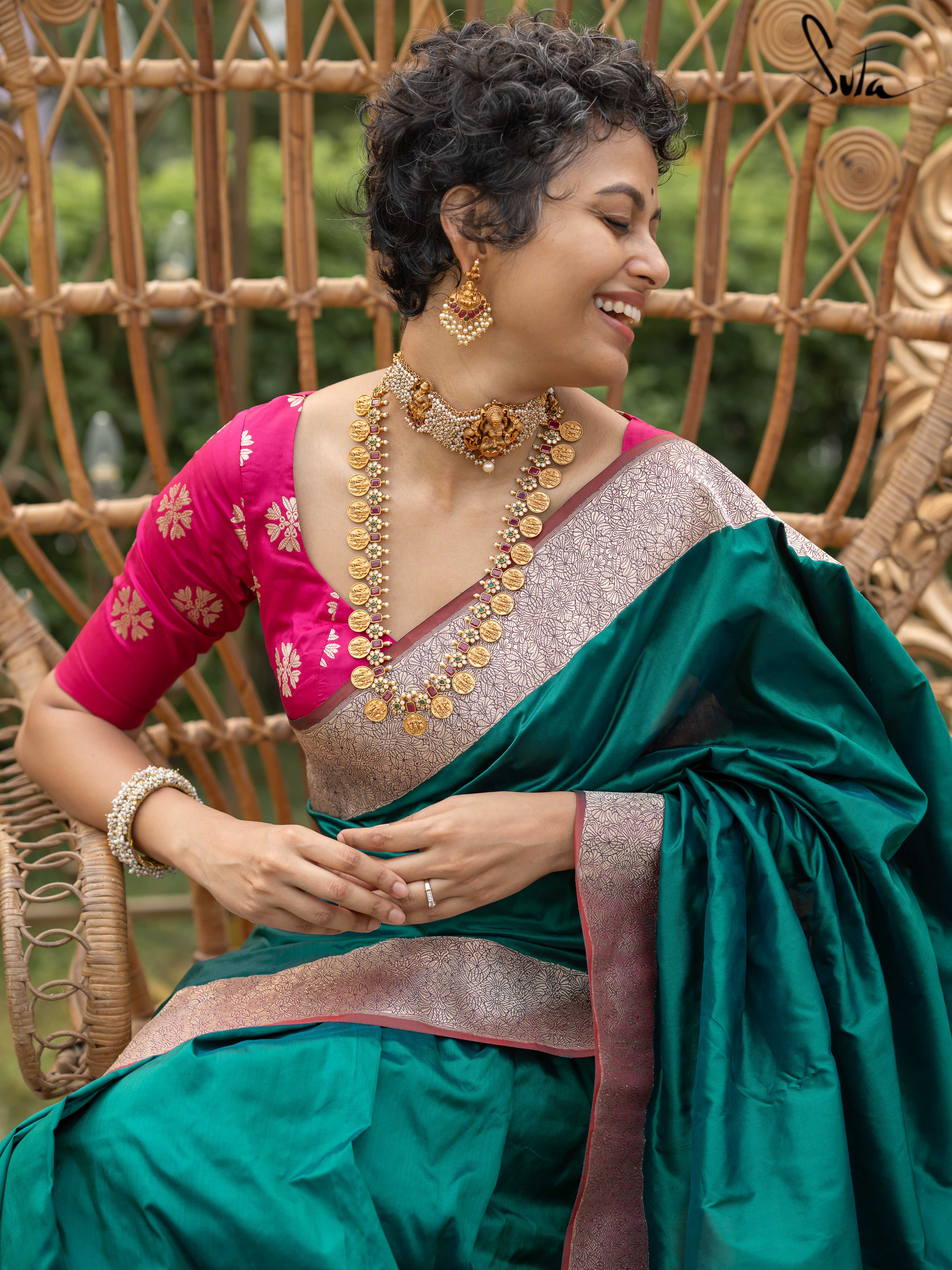 Jashn-e-ishq Green Banarasi Saree