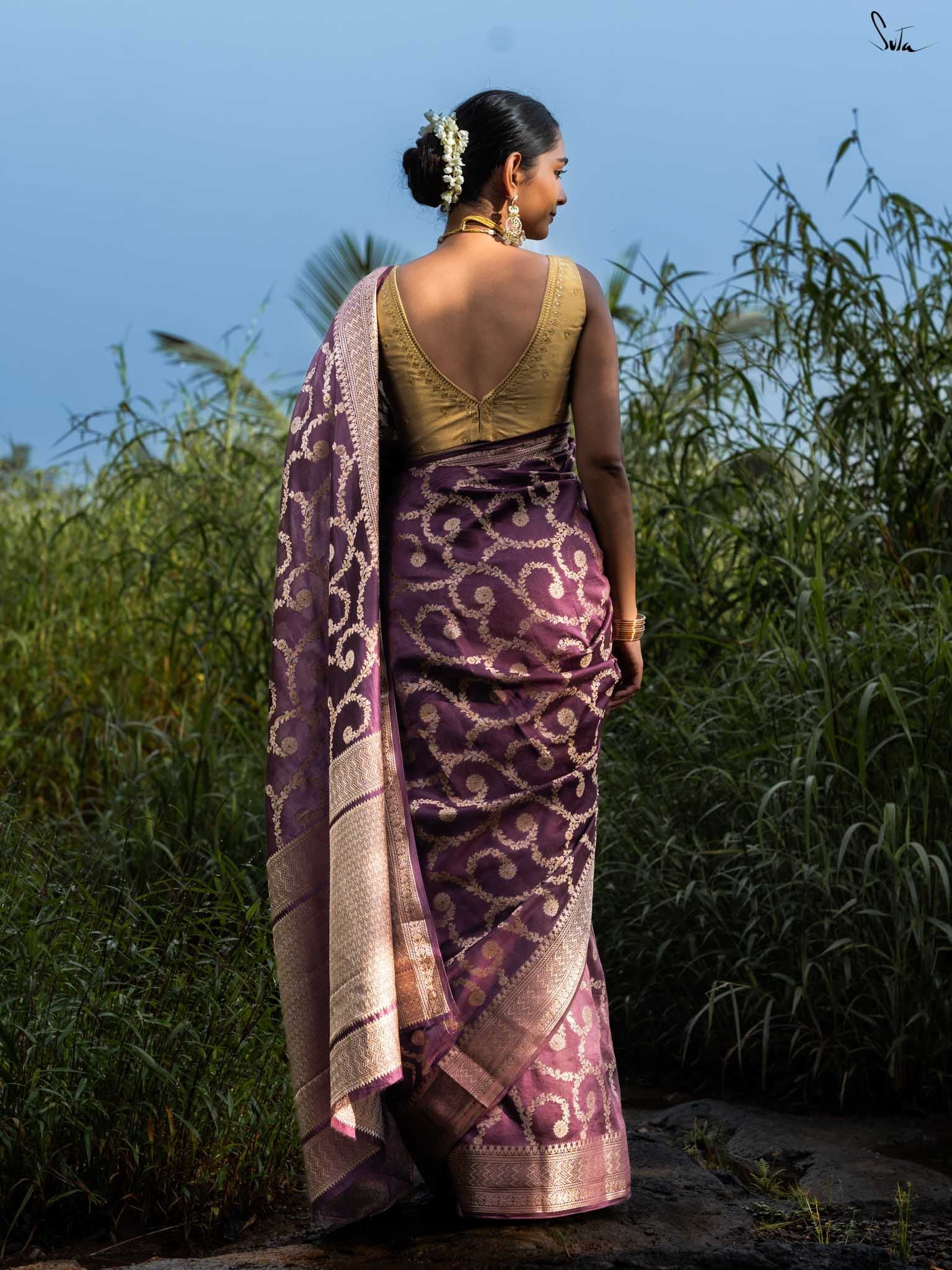 Thumri Wine Banarasi Saree