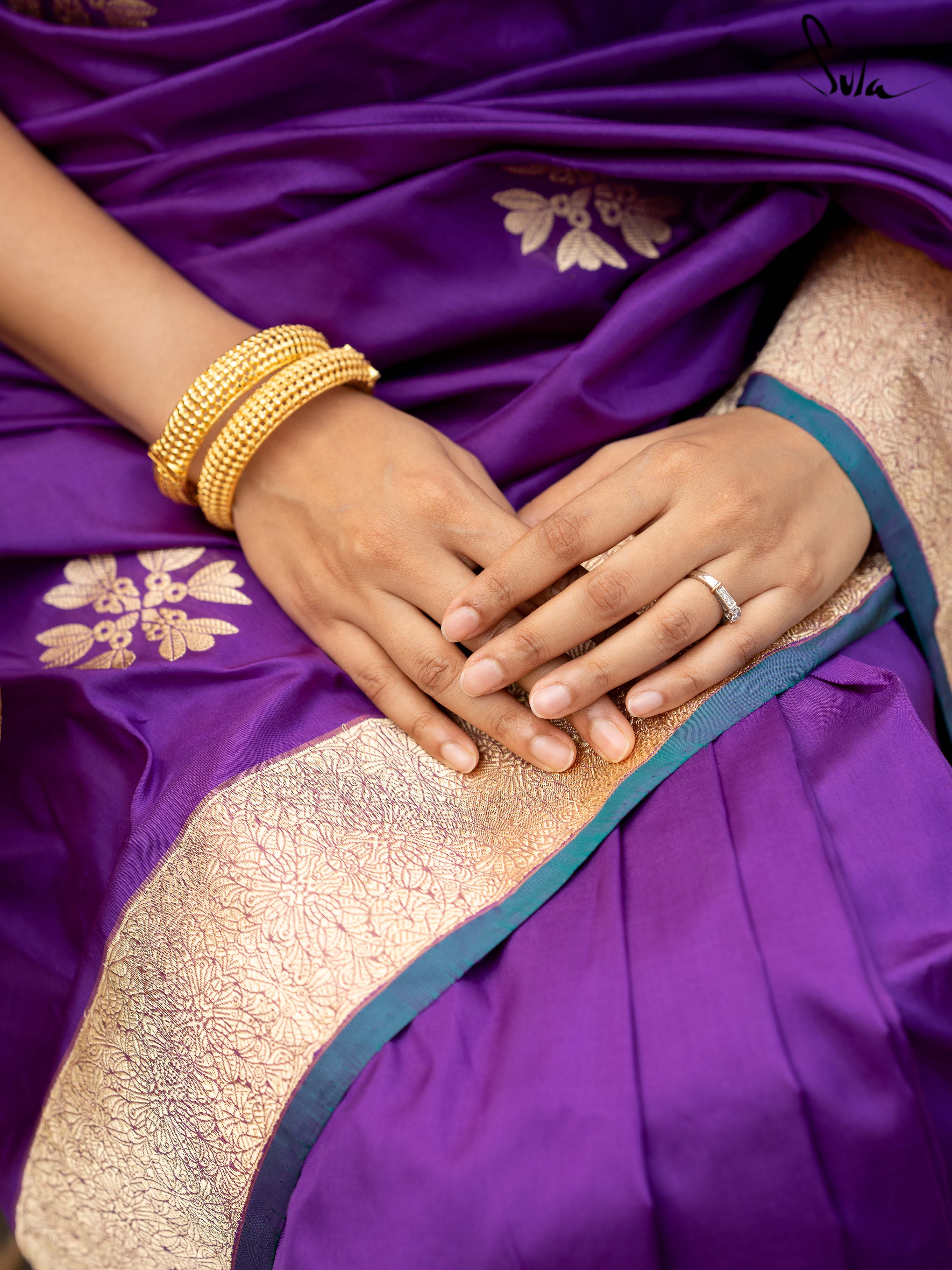 Zareen Aftab Purple Banarasi Saree