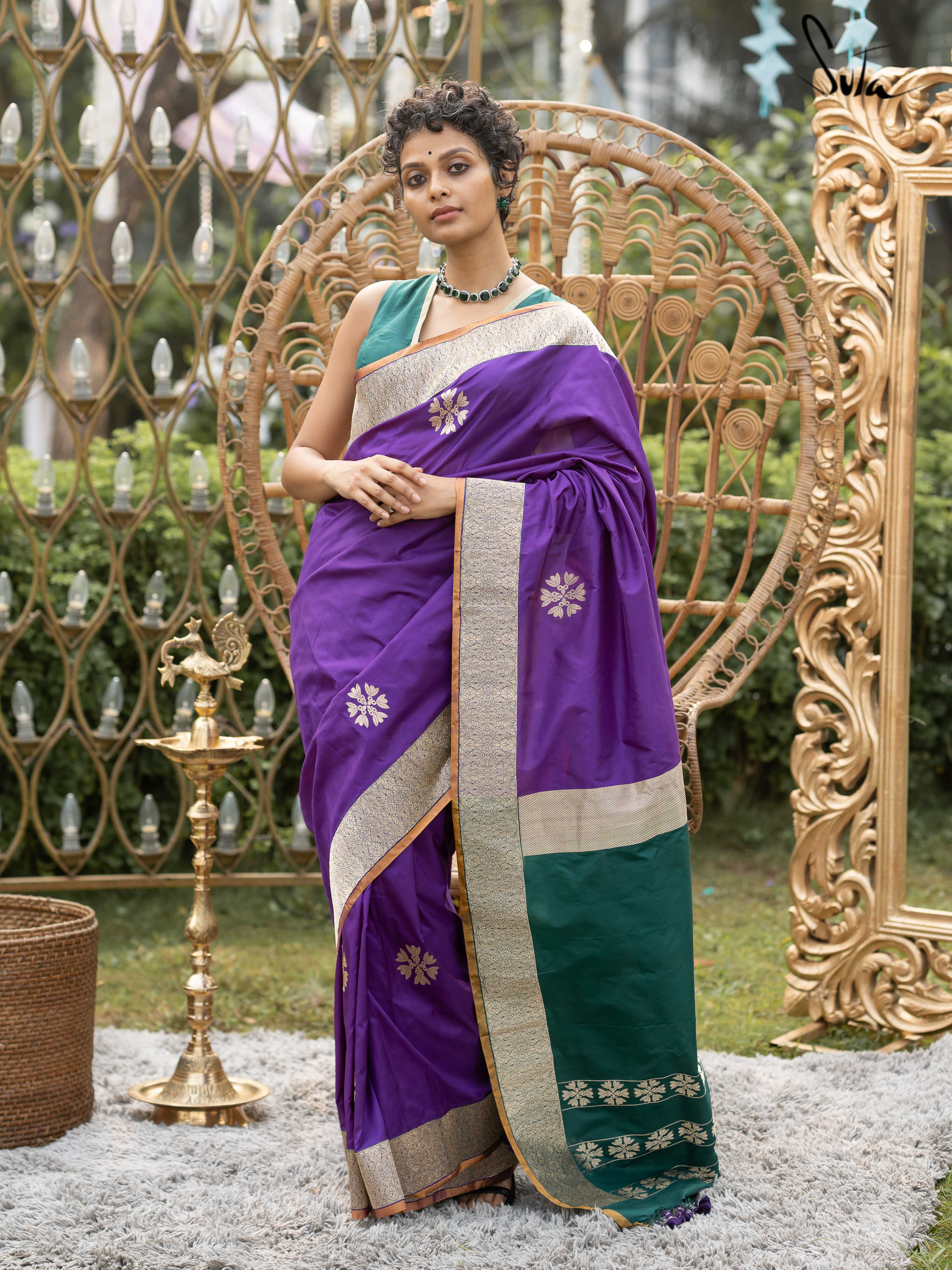 Haseen Shahaana Purple Banarasi Saree