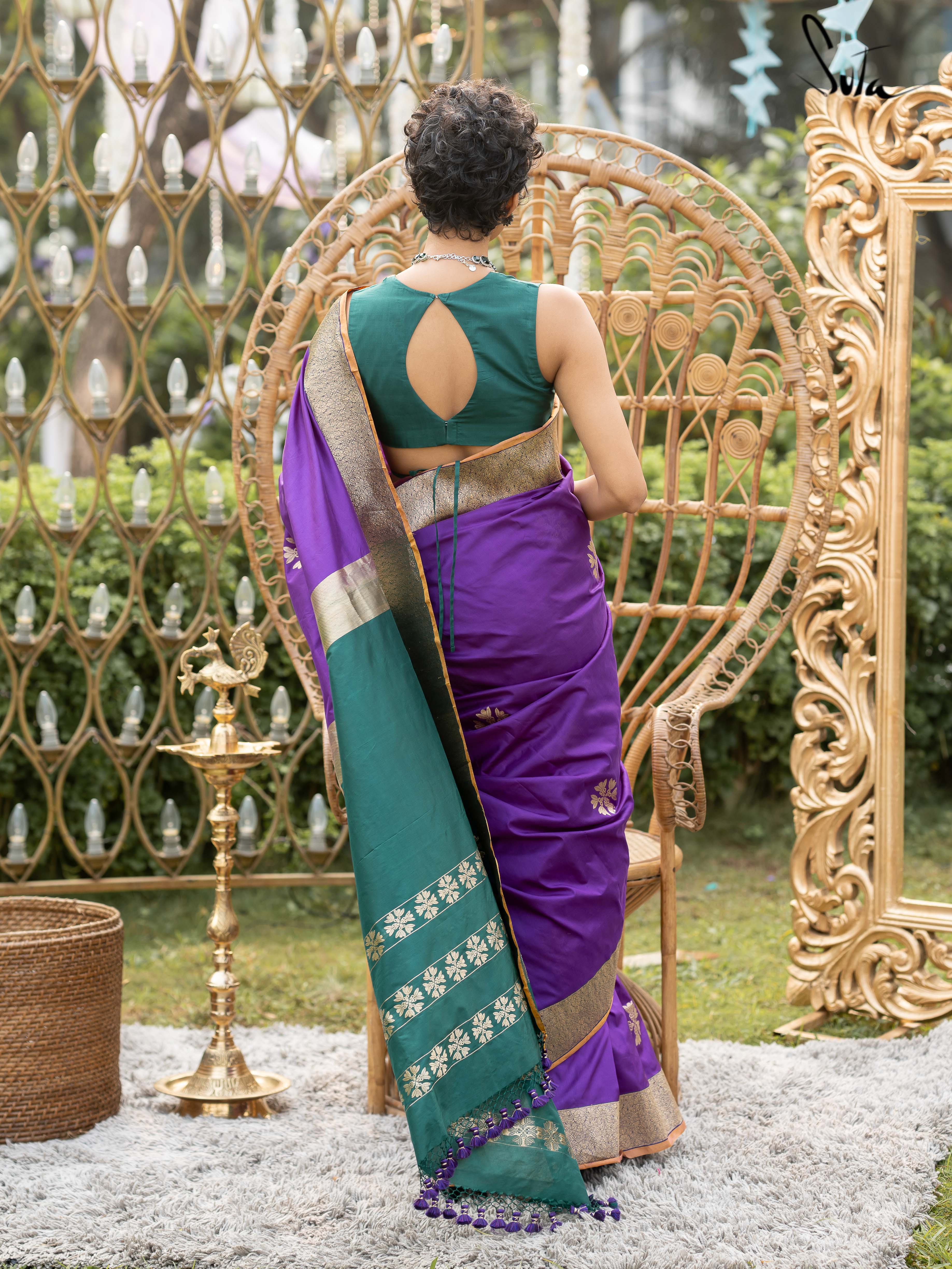 Haseen Shahaana Purple Banarasi Saree