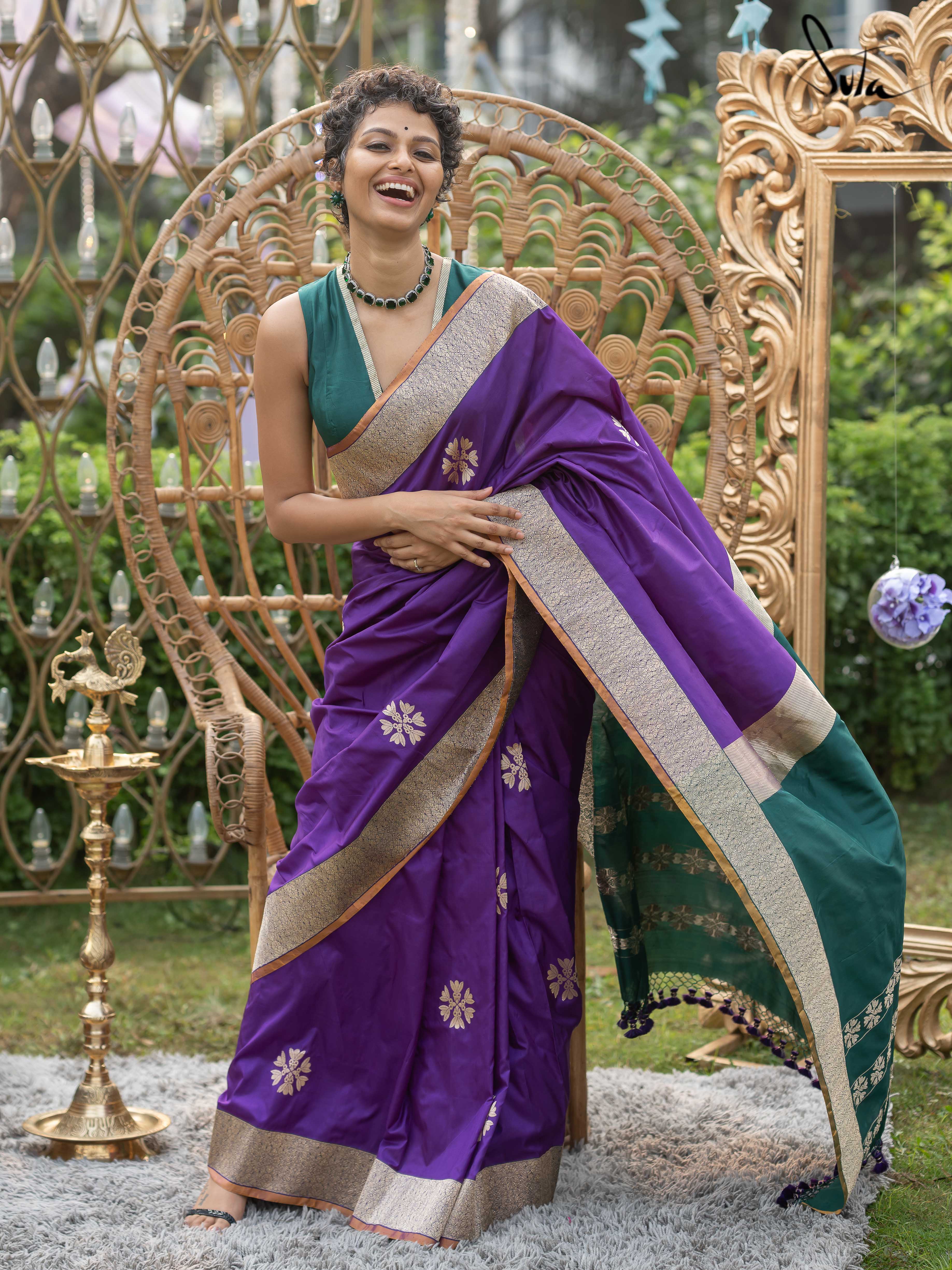 Haseen Shahaana Purple Banarasi Saree