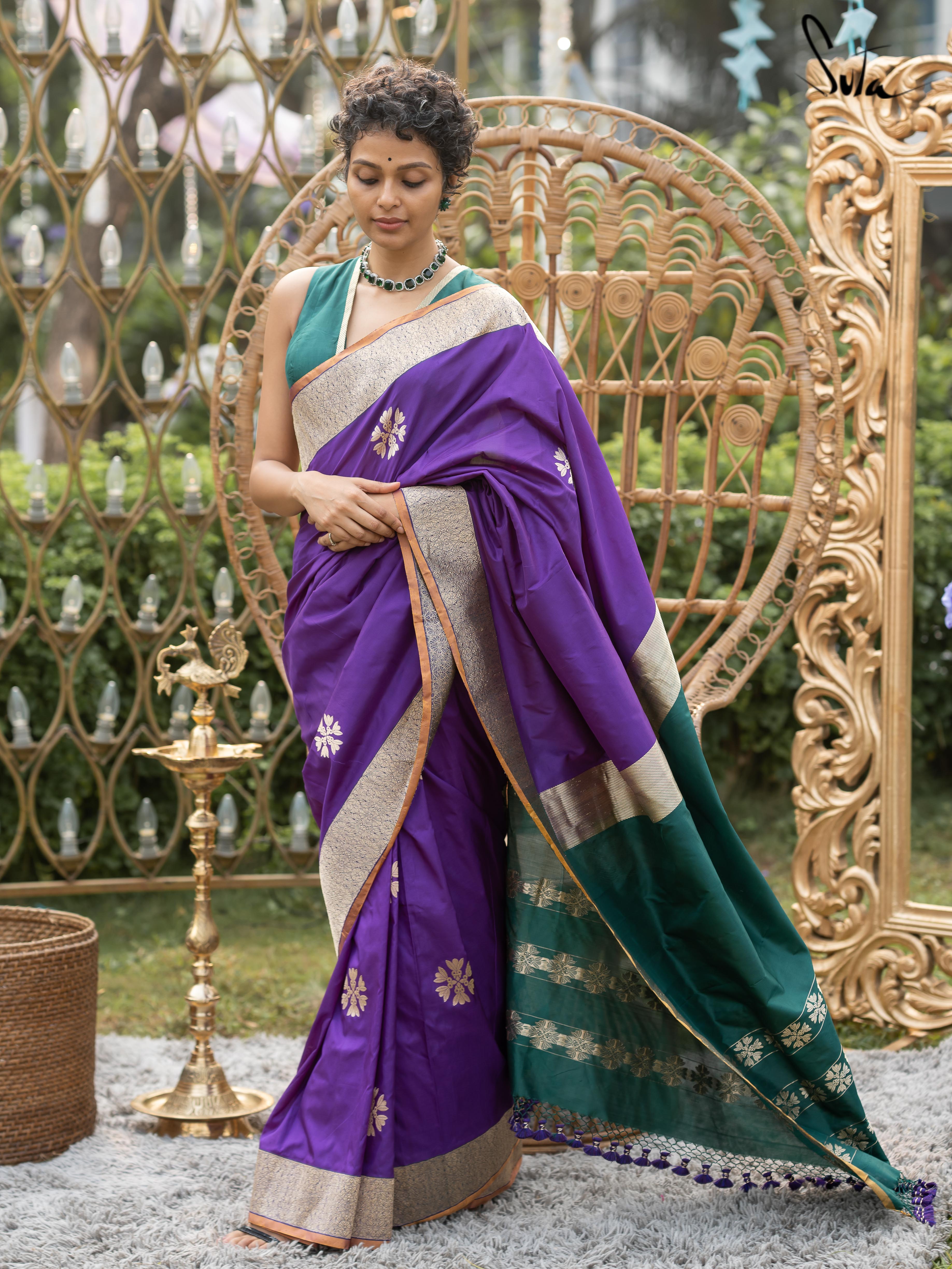 Haseen Shahaana Purple Banarasi Saree