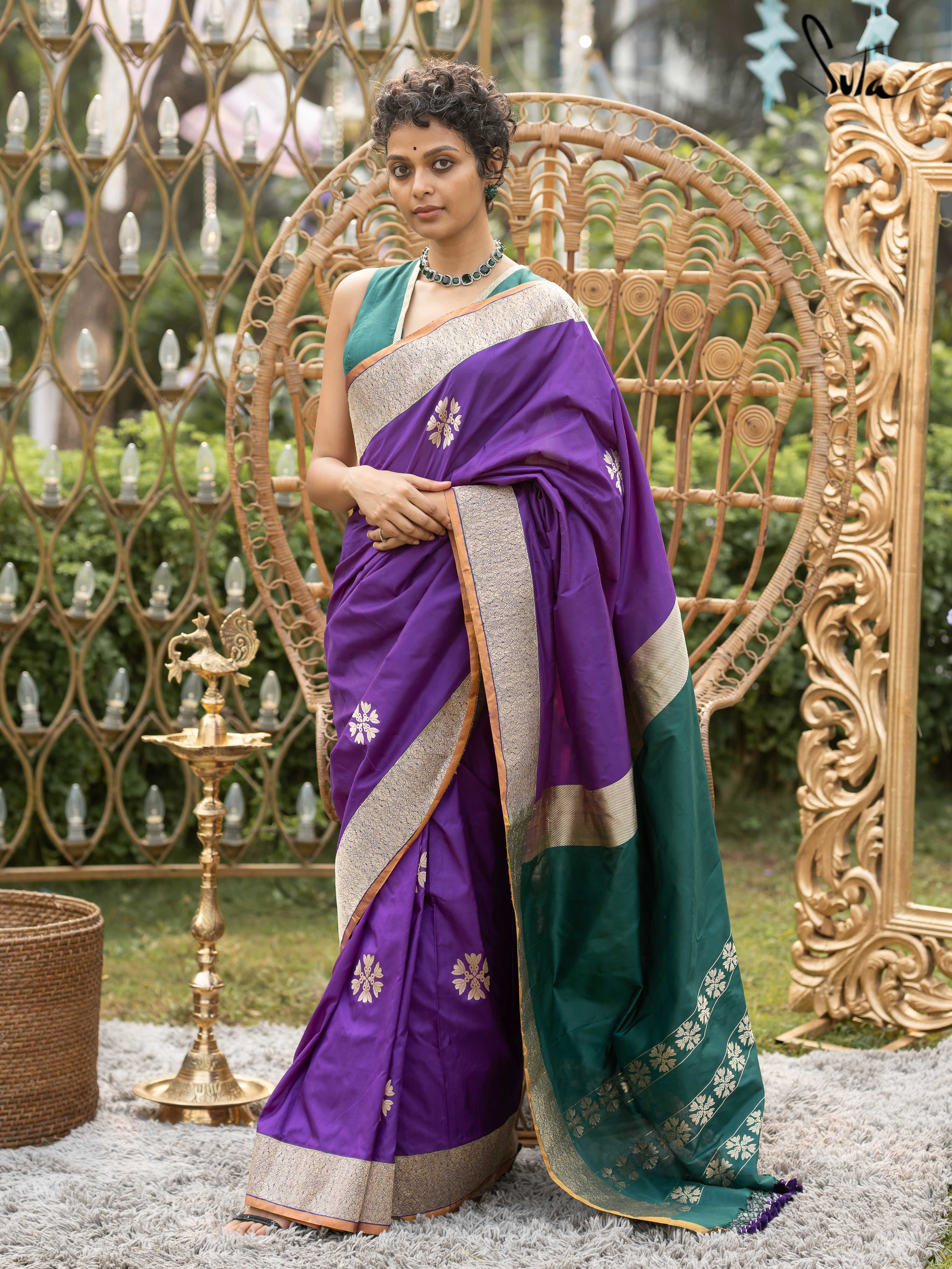 Haseen Shahaana Purple Banarasi Saree