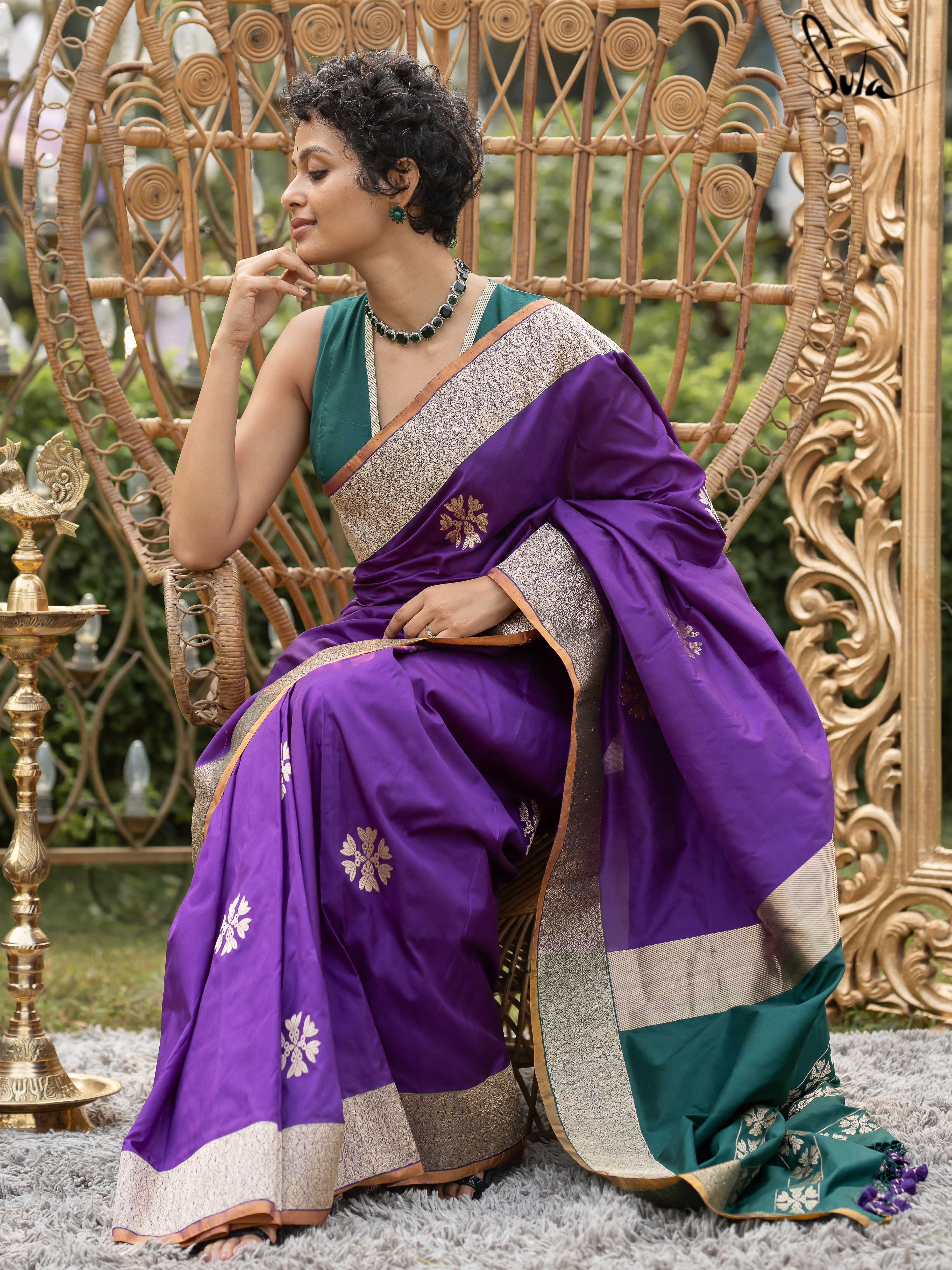 Haseen Shahaana Purple Banarasi Saree