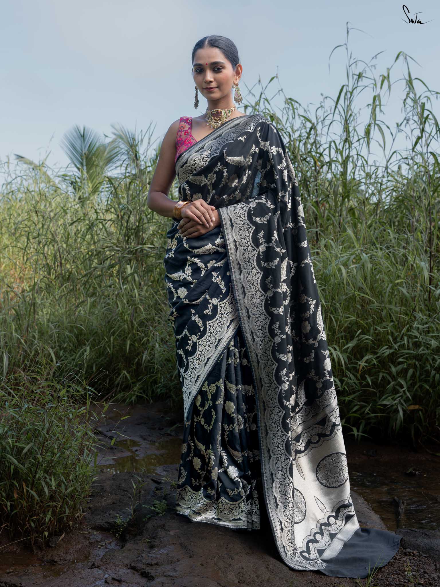 Kajri Black Banarasi Saree