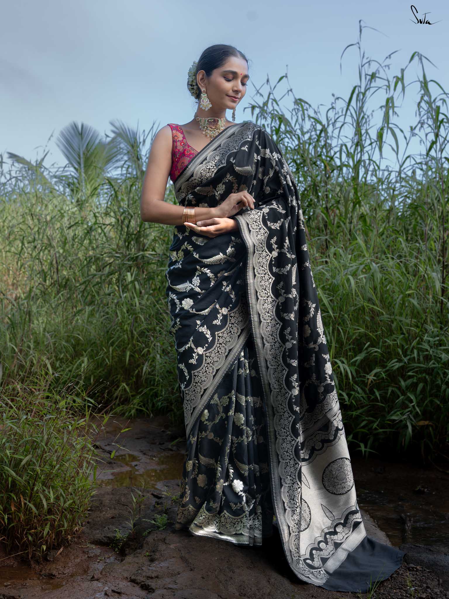 Kajri Black Banarasi Saree
