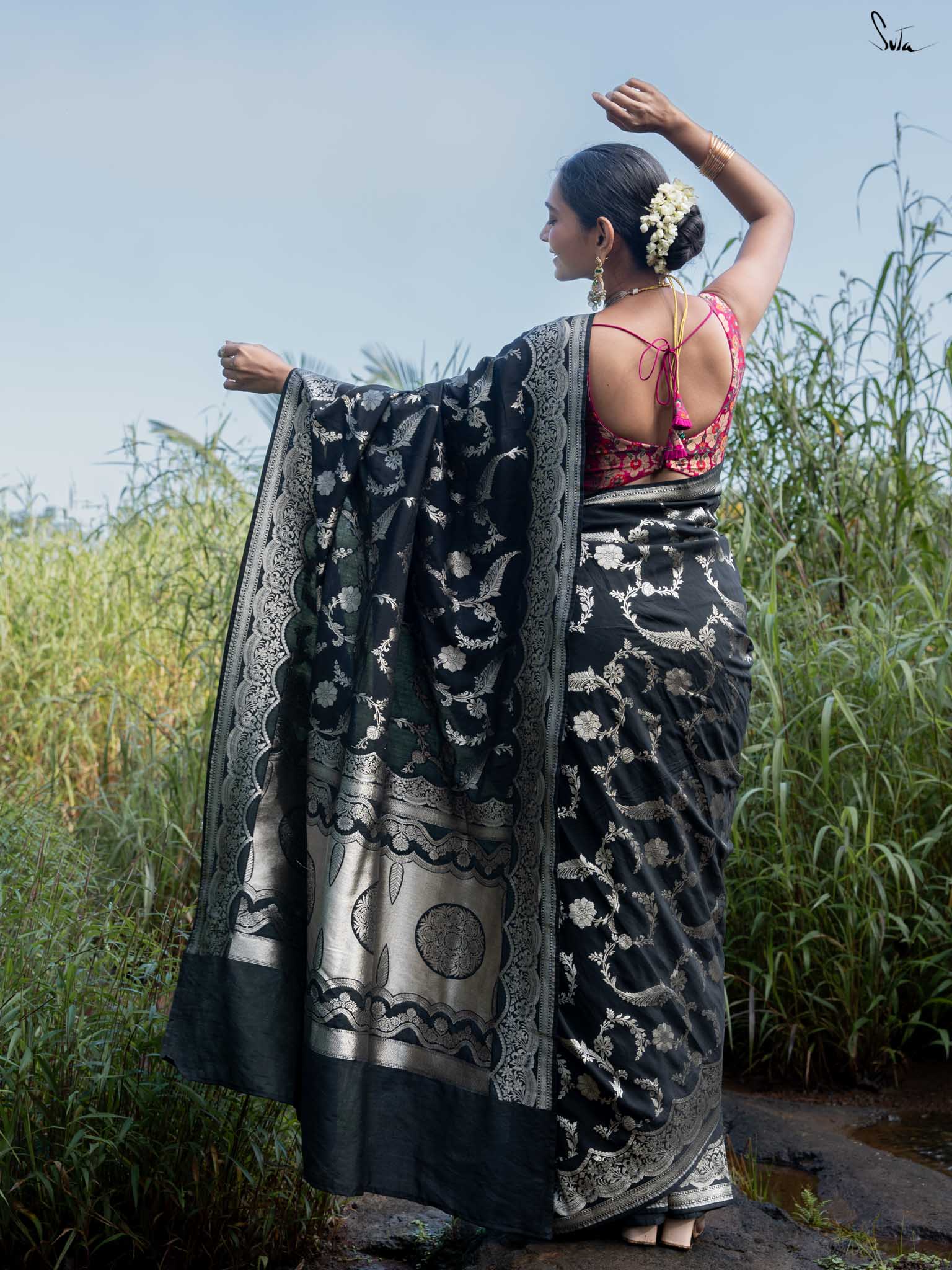 Kajri Black Banarasi Saree