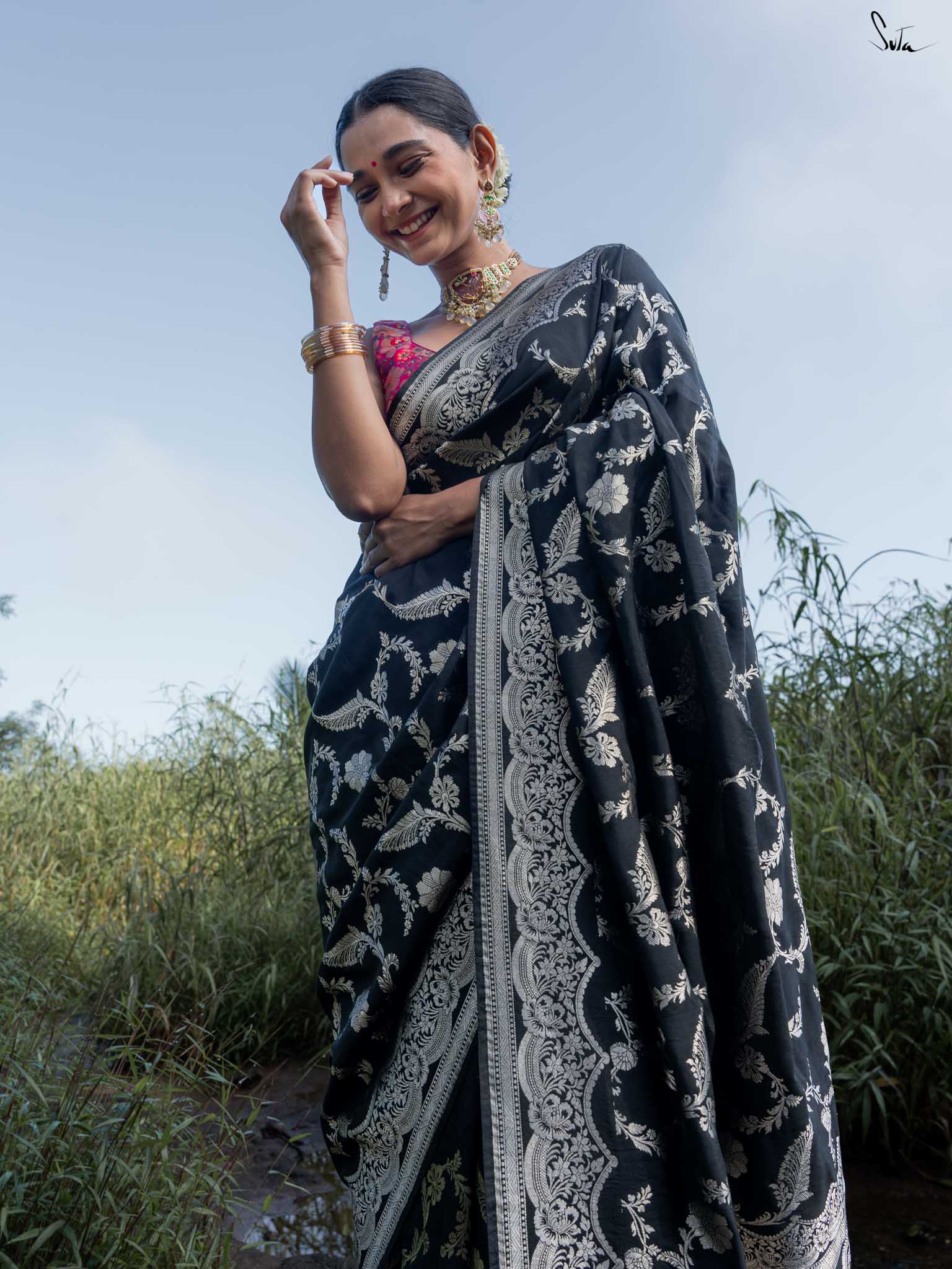 Kajri Black Banarasi Saree