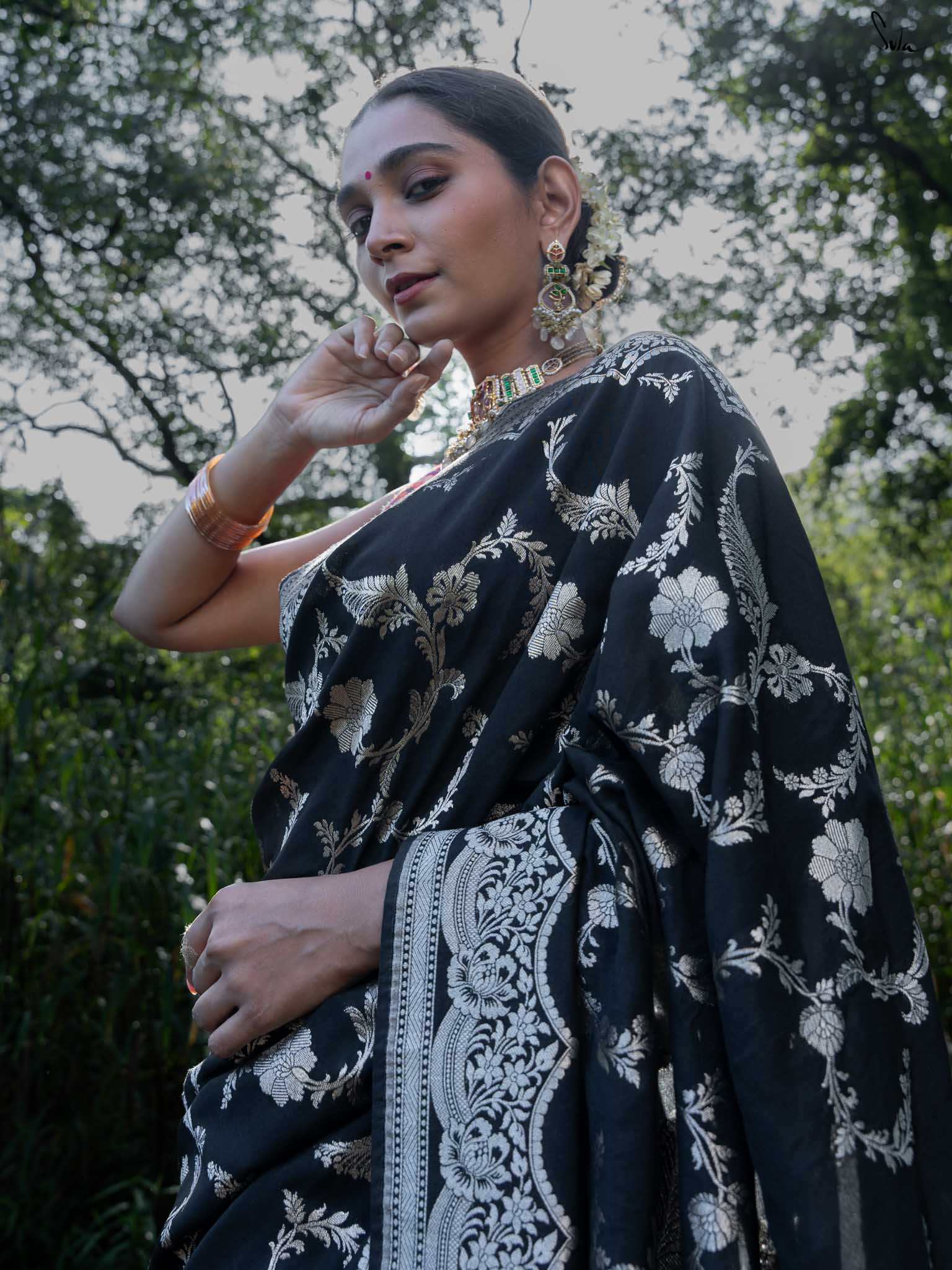 Kajri Black Banarasi Saree