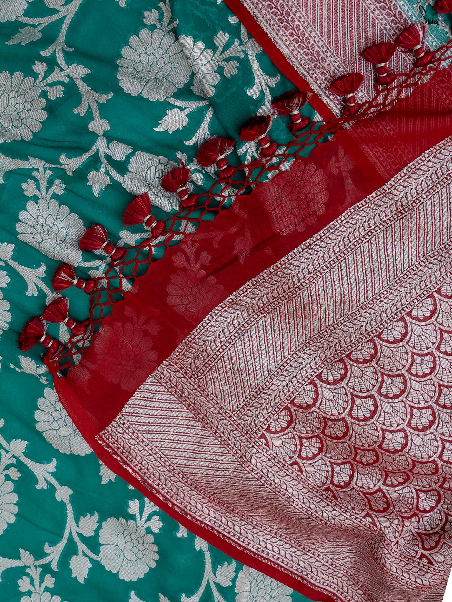 Rebel Rani Green Banarasi Saree