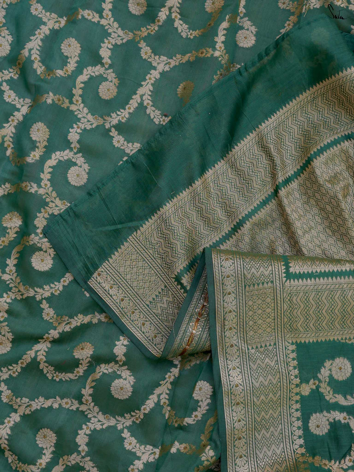 Tivra Green Banarasi Saree