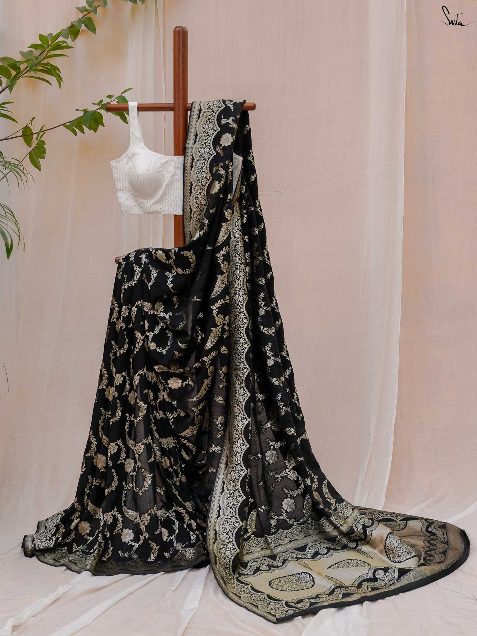 Kajri Black Banarasi Saree