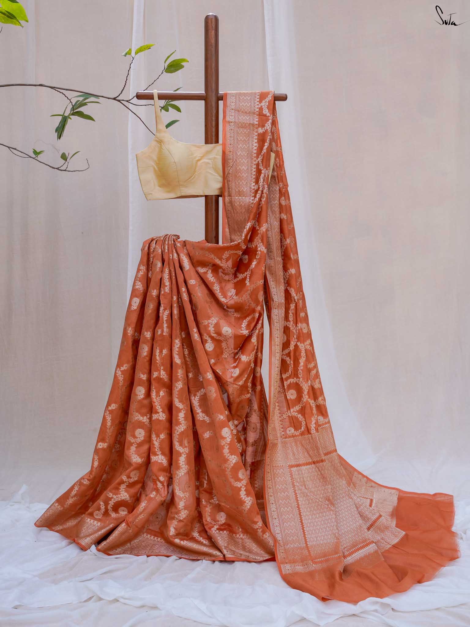 Chaiti Rust Banarasi Saree