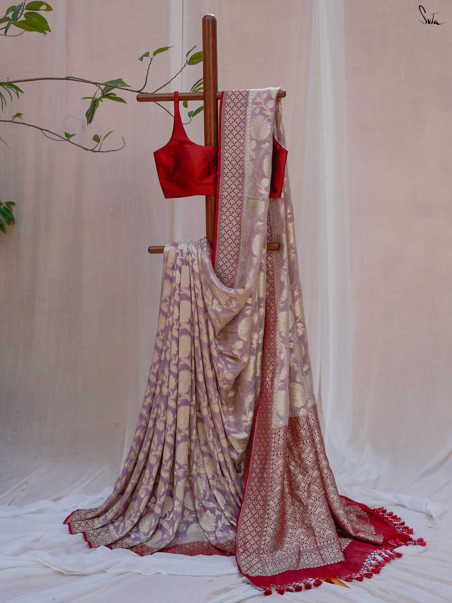 Fearless Falguni Beige Banarasi saree