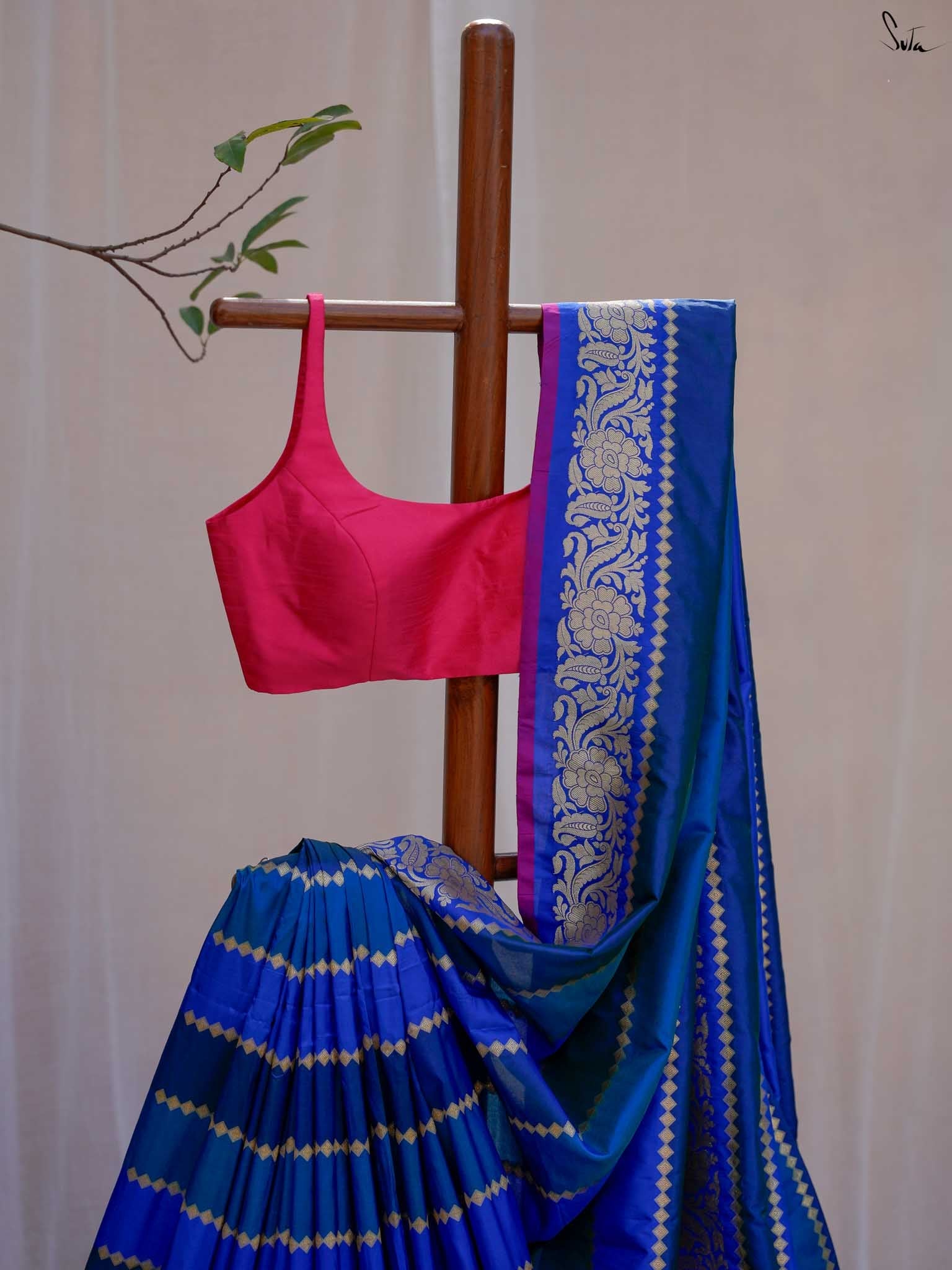 Ganga Mahal Blue Banarasi Saree