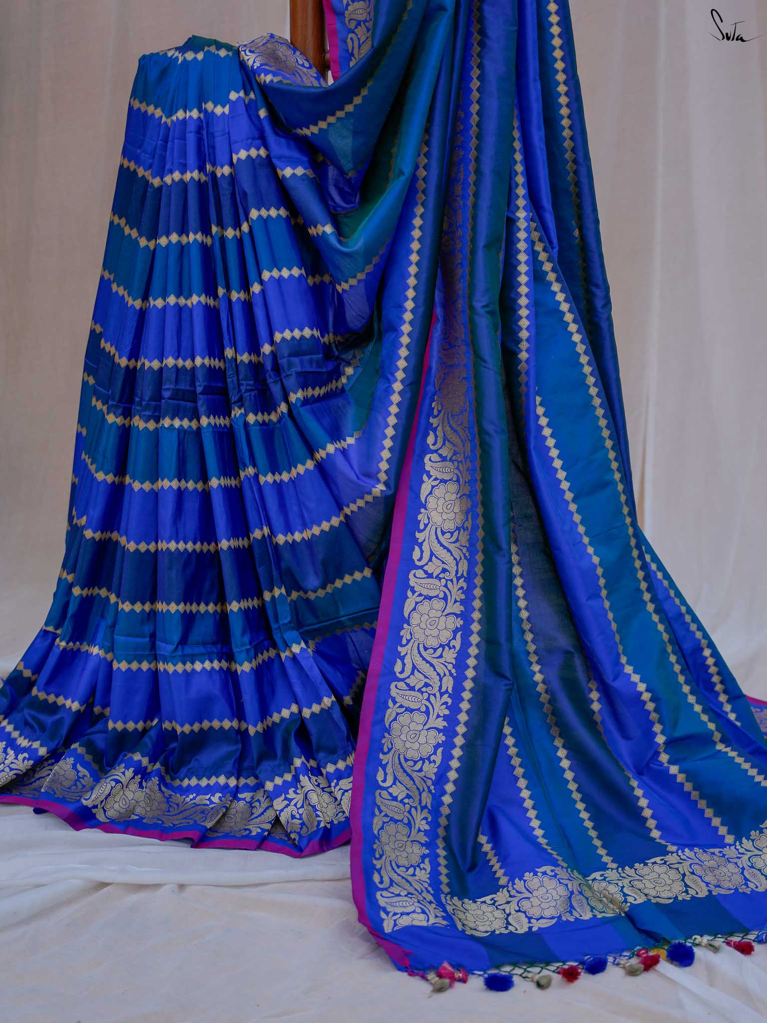 Ganga Mahal Blue Banarasi Saree