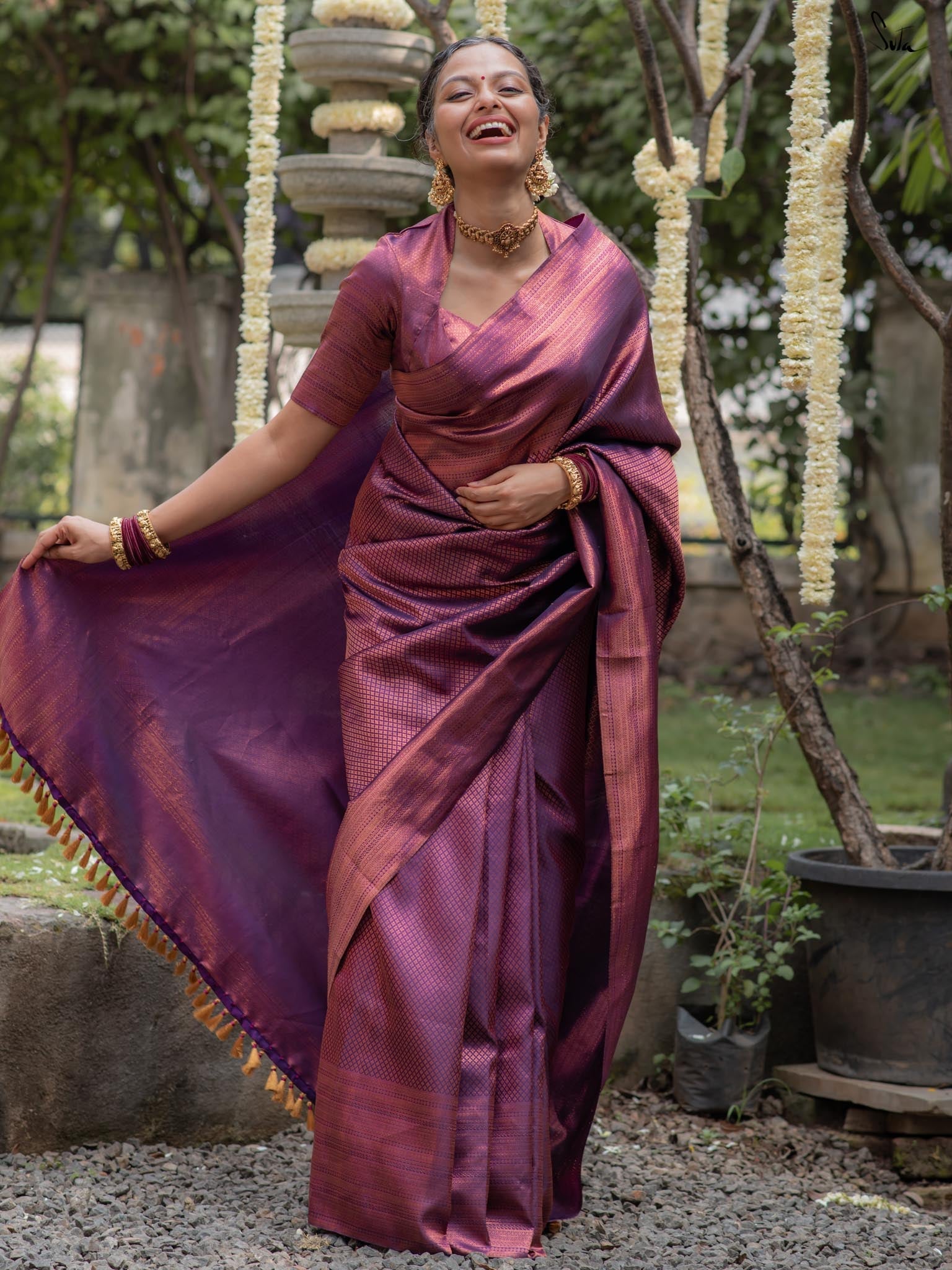 Kaadambari Purple Kanjivaram Saree