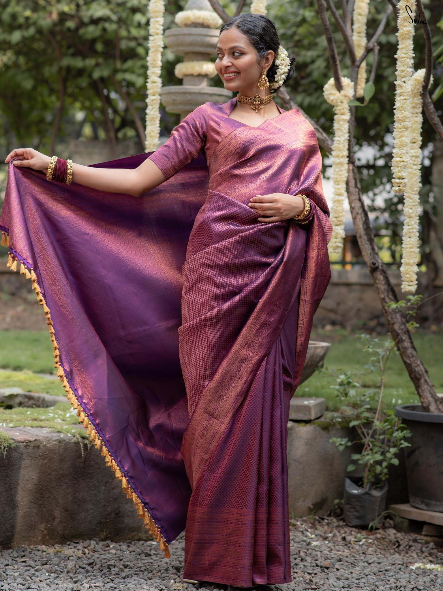 Kaadambari Purple Kanjivaram Saree