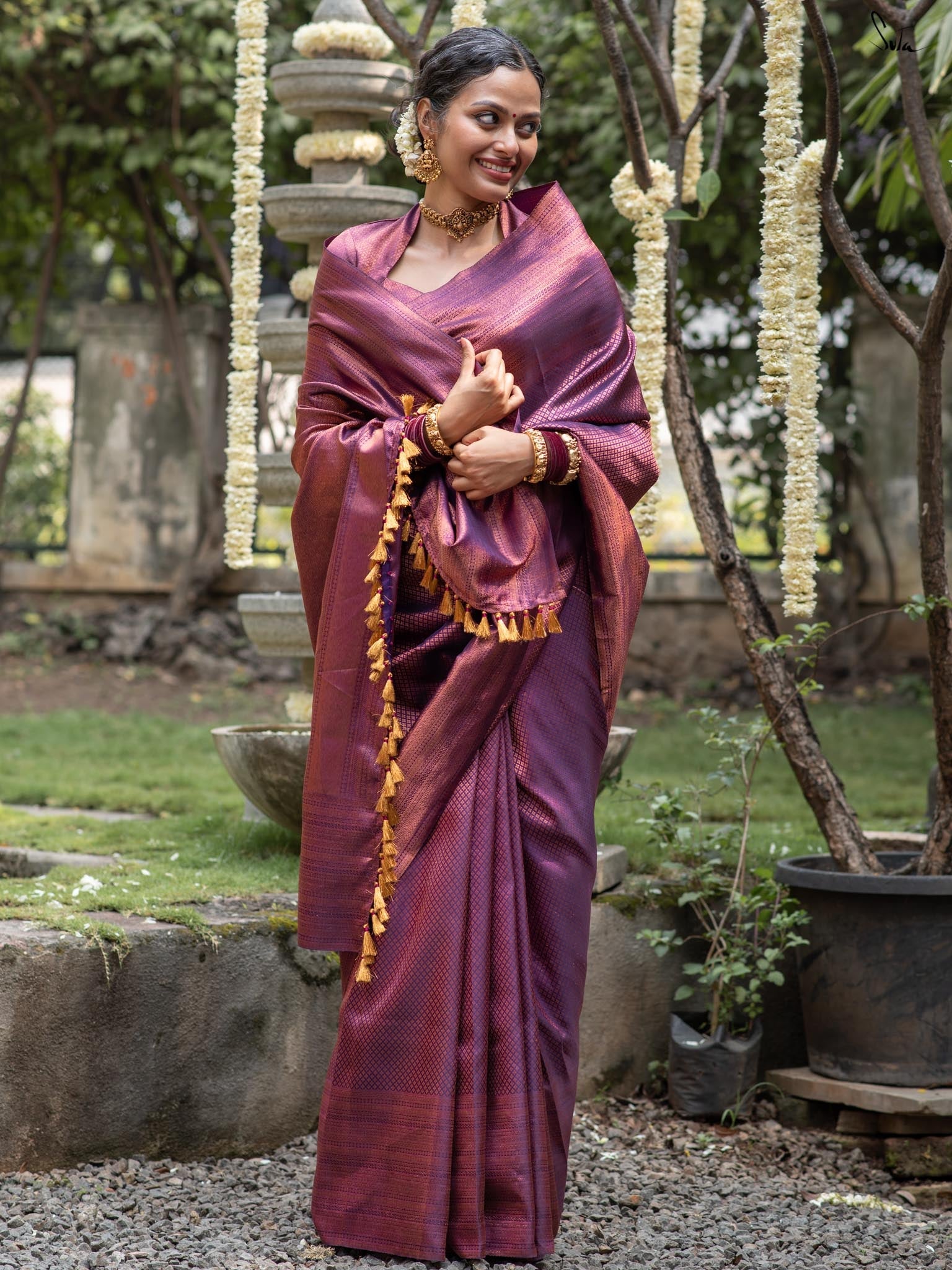 Kaadambari Purple Kanjivaram Saree