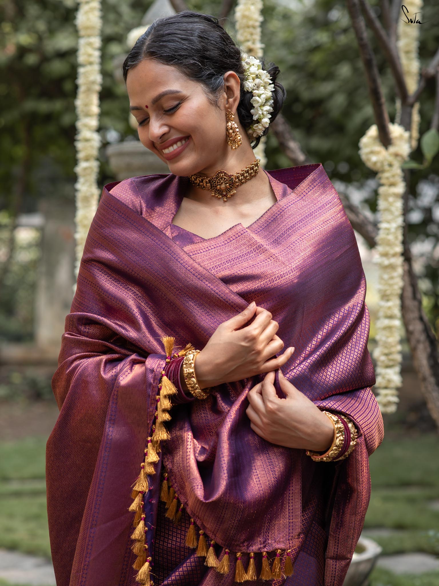 Kaadambari Purple Kanjivaram Saree