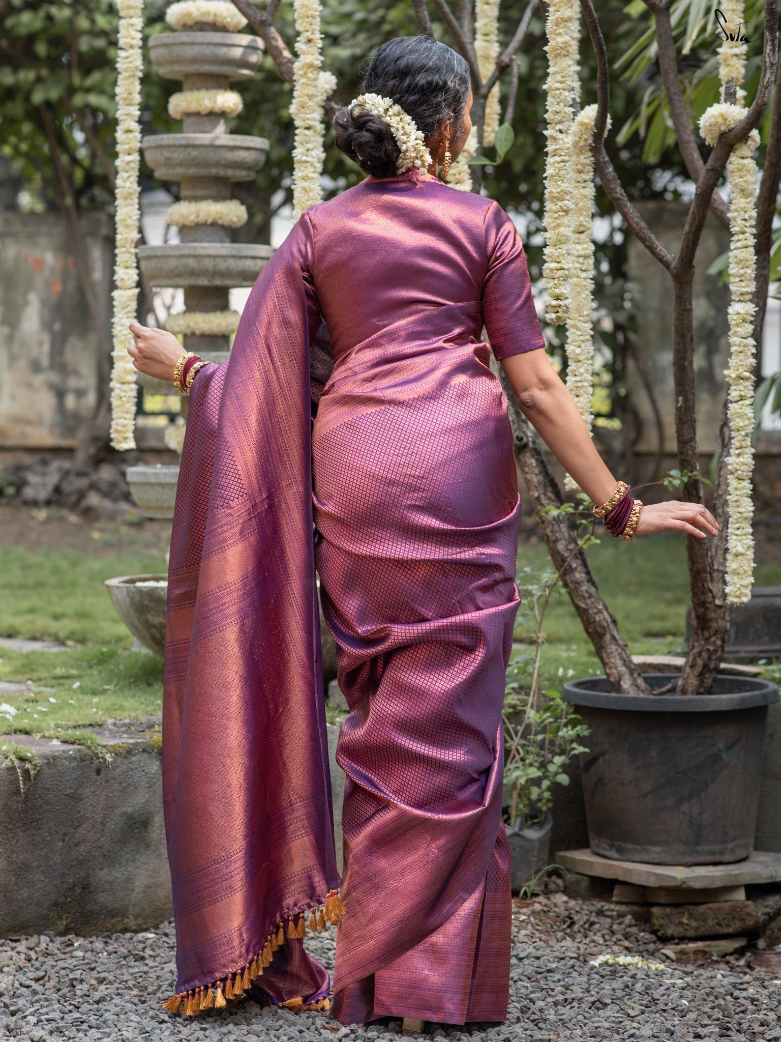 Kaadambari Purple Kanjivaram Saree