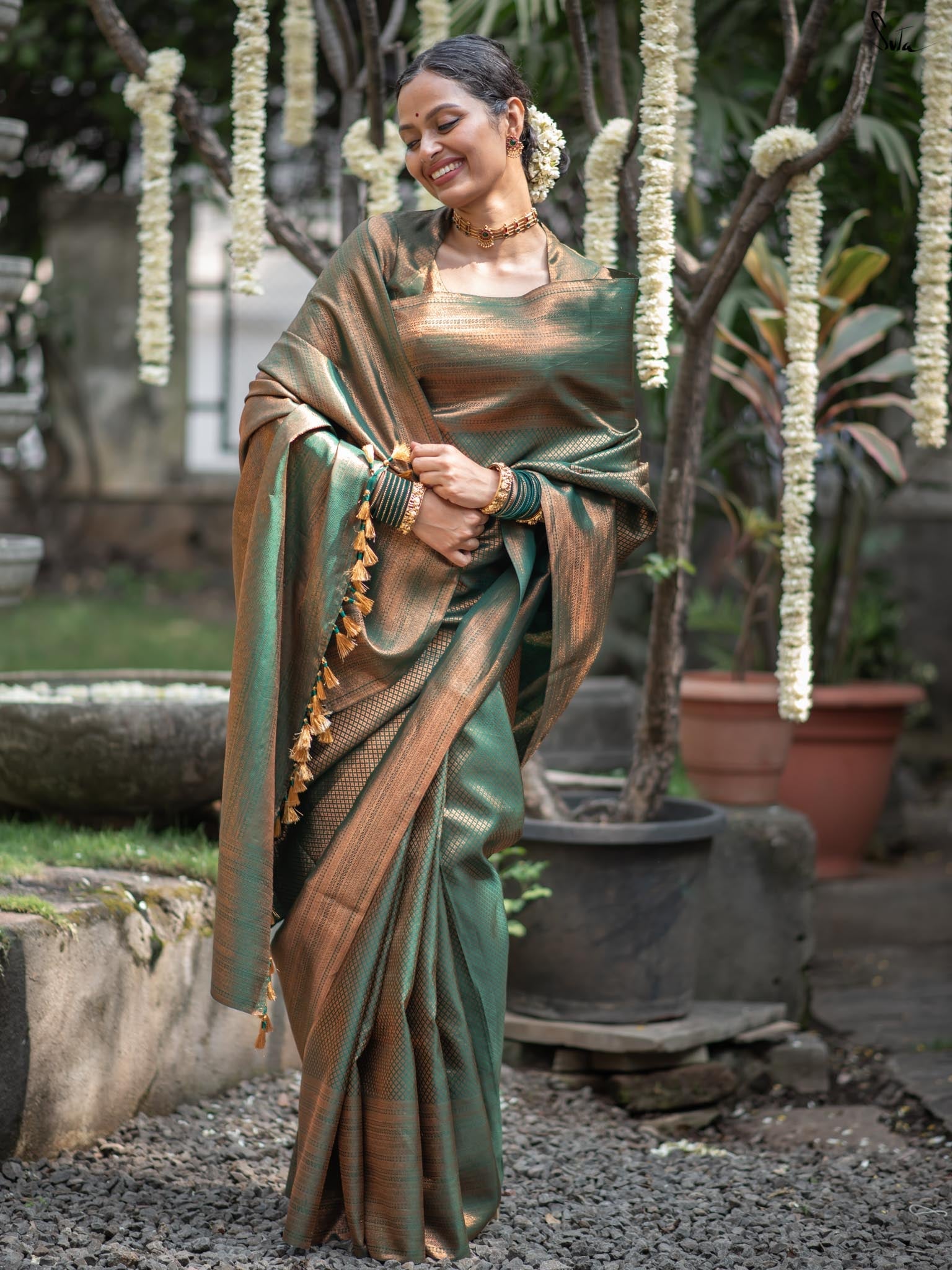 Vaanika Green Kanjivaram Saree