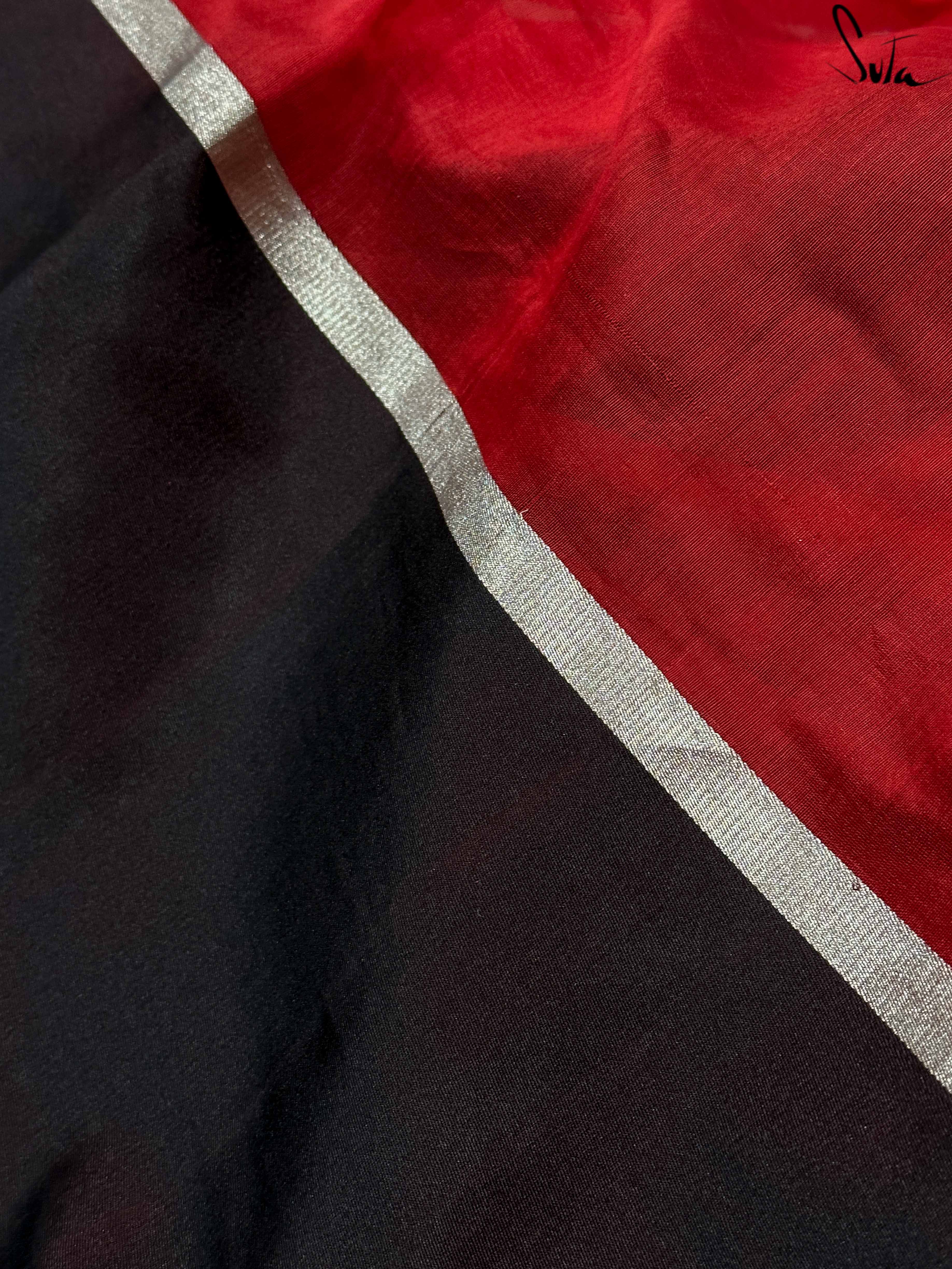 Valorous Vrinda Red Mashru Border Saree